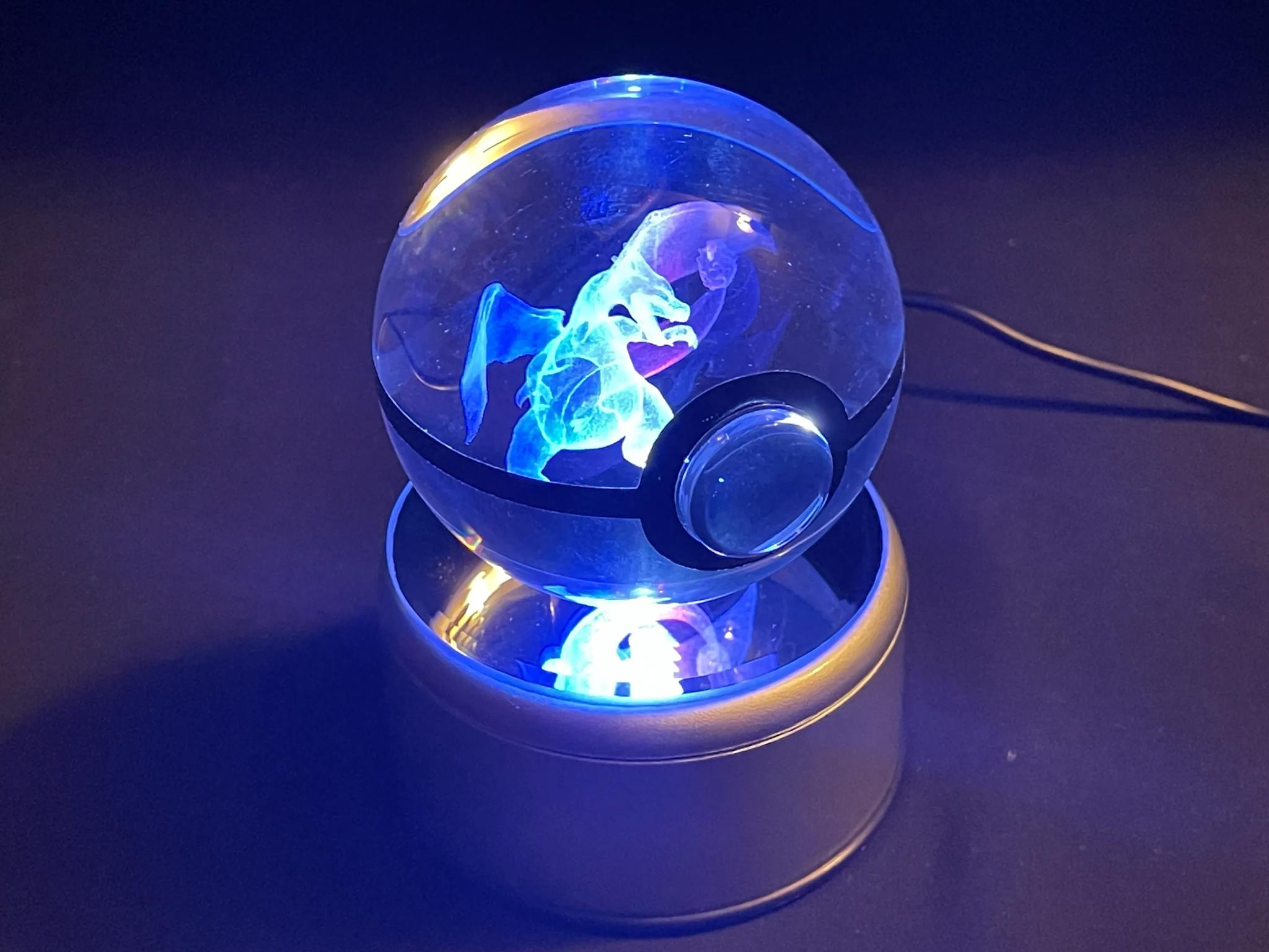 Charizard Large Crystal Ball With Rotating RGB Stand