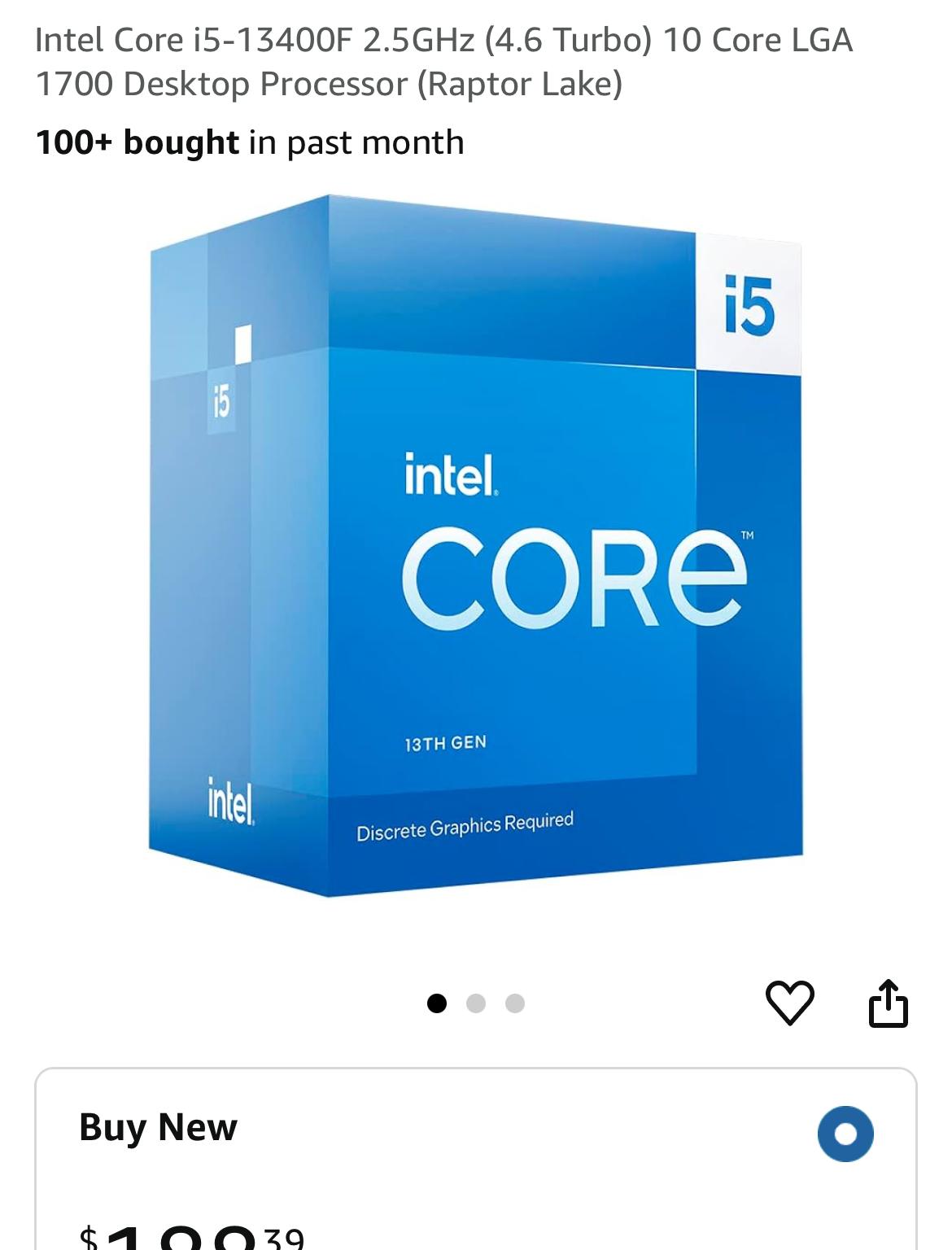 Intel i5-13400F 10 cores 16 threads
