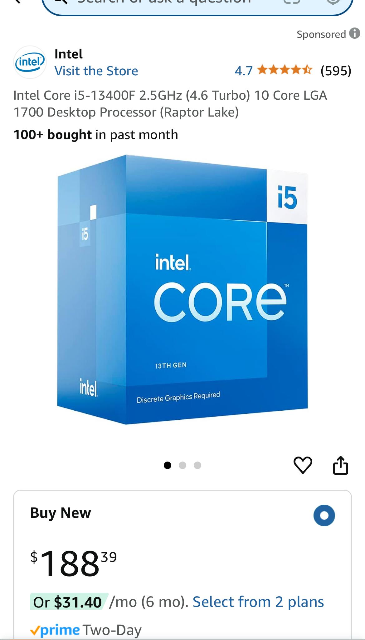 Intel i5-13400F 10 cores 16 threads
