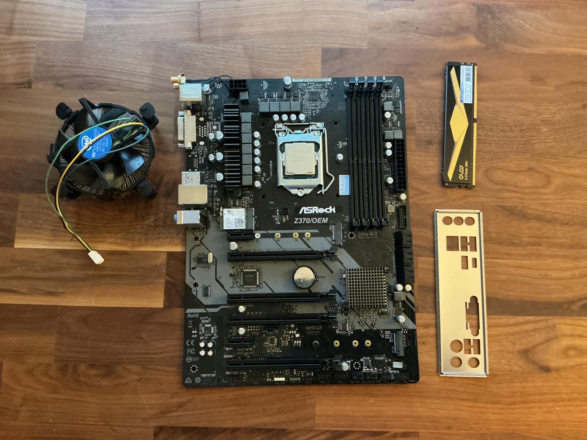 Asrock z370 Motherboard/Celeron/8gb RAM/cooler/Bluetooth & WiFi