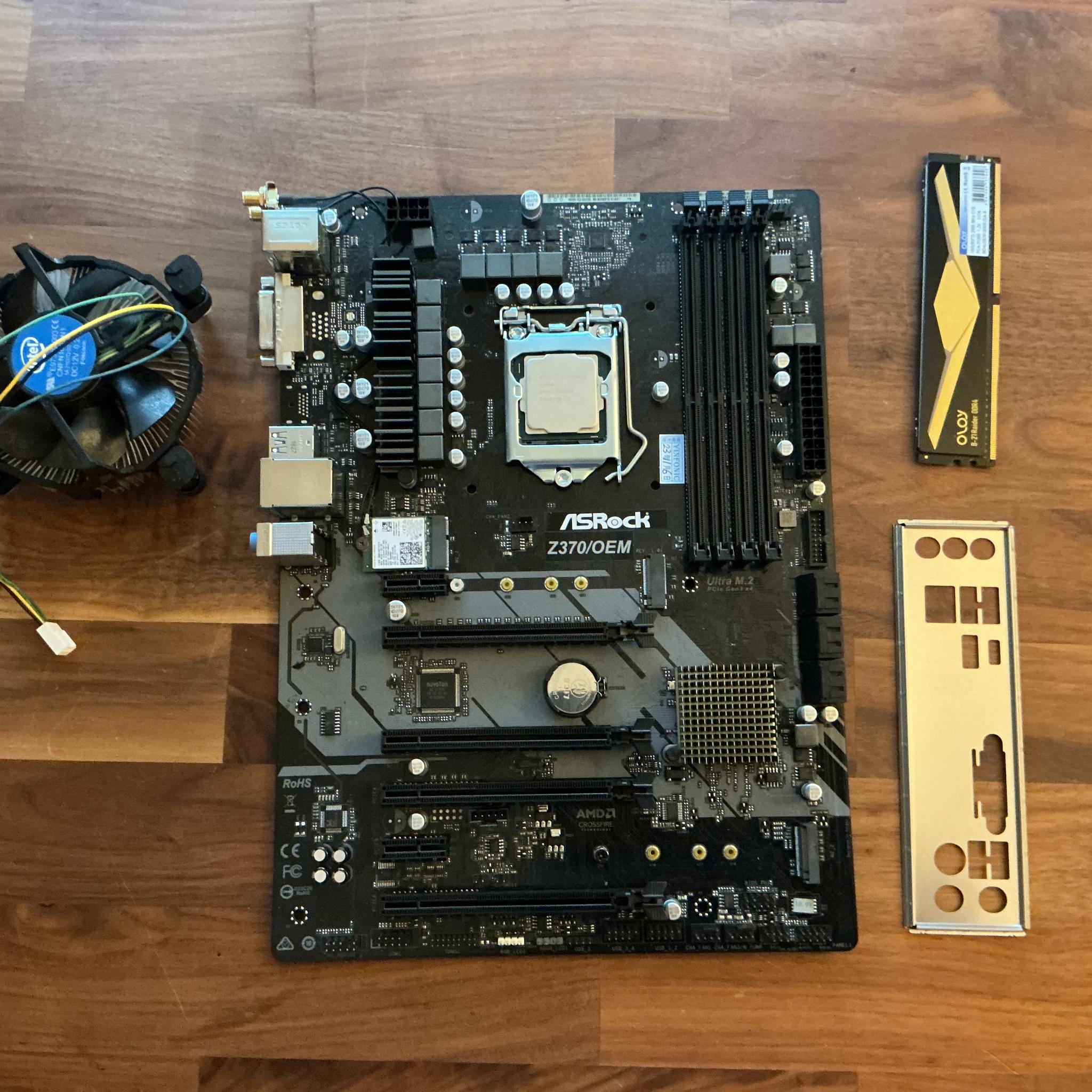 Asrock z370 Motherboard/Celeron/8gb RAM/cooler/Bluetooth & WiFi