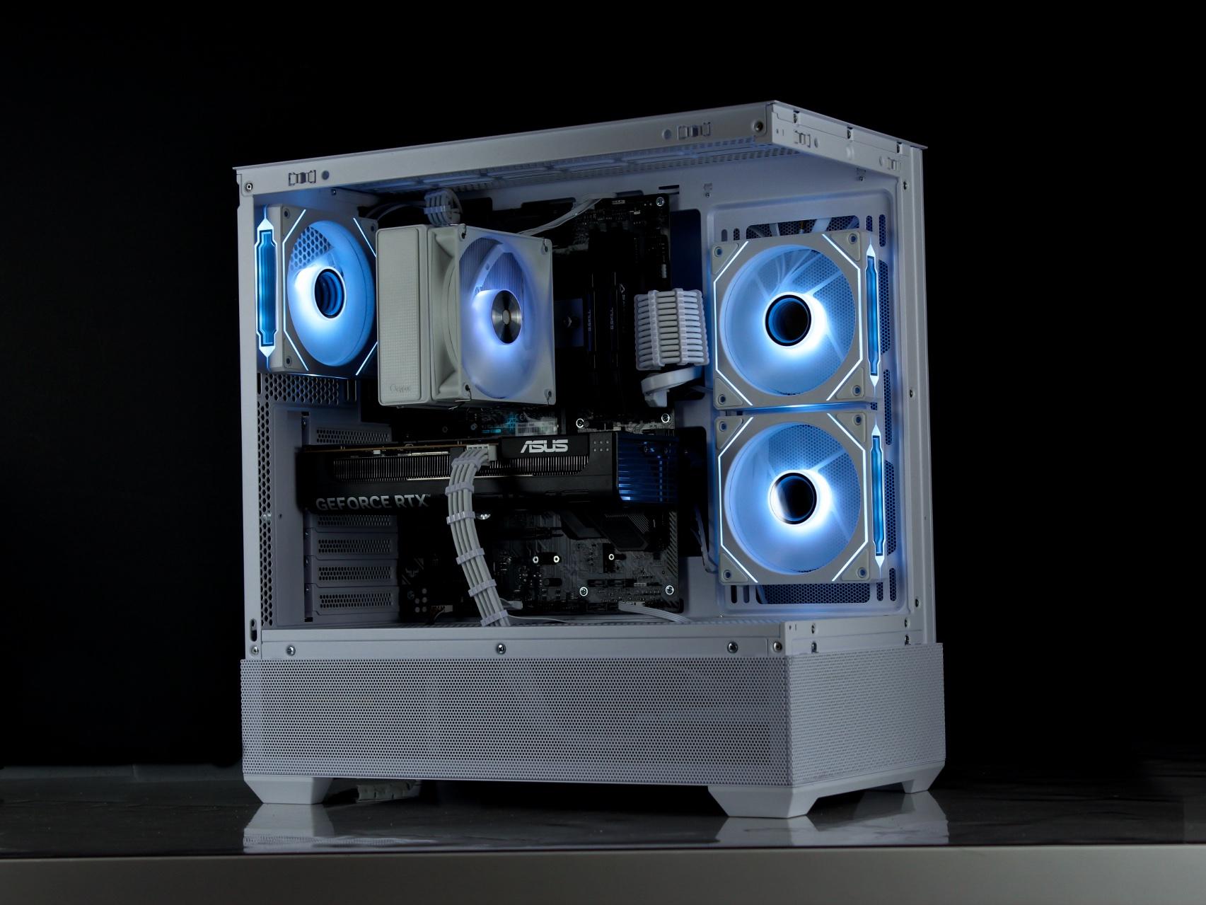 Powerful White Gaming PC – RTX 5060, Ryzen 5 5600X, 32GB, 1TB SSD - RGB, WiFi, BlueTooth