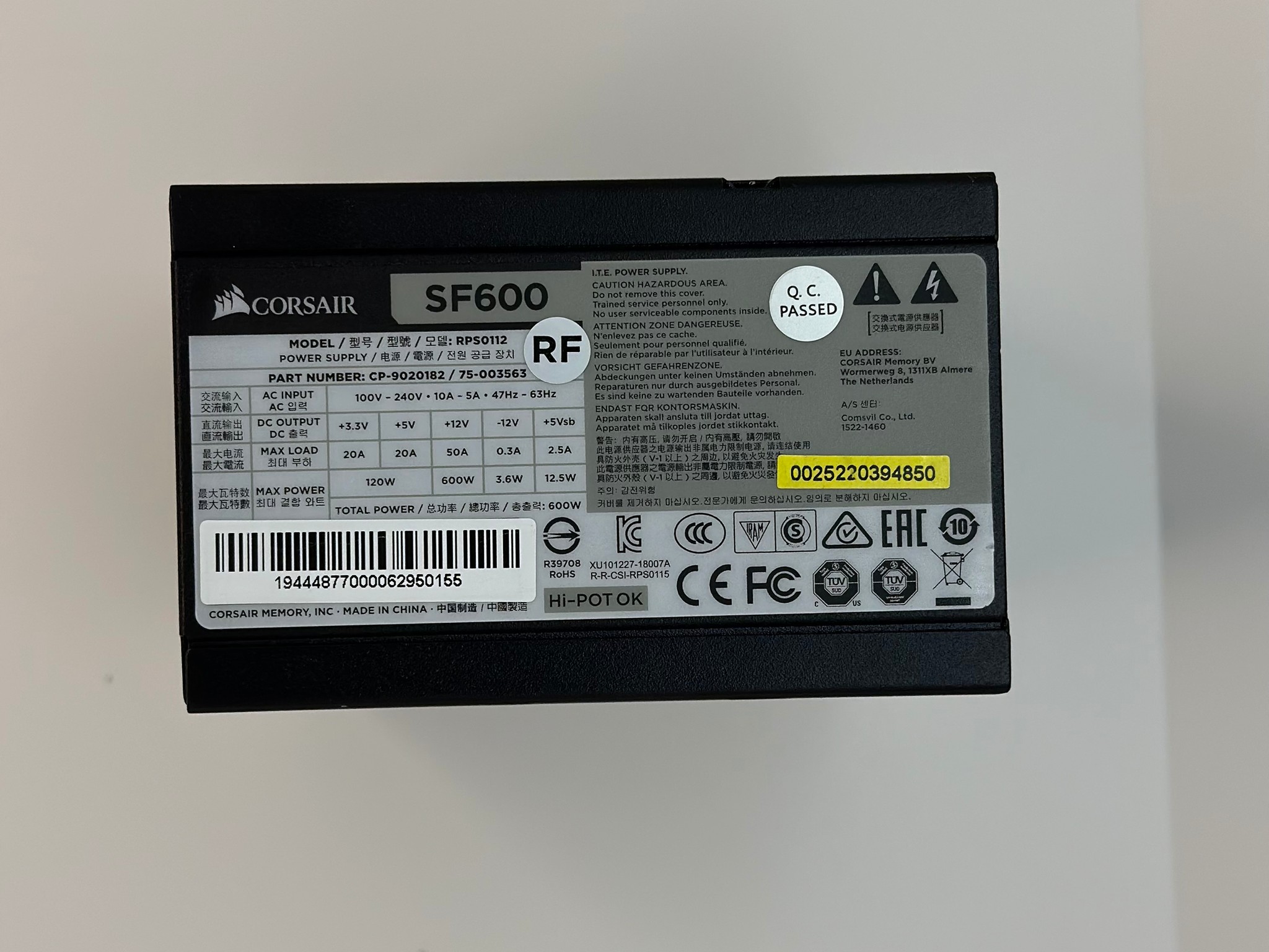 Corsair SF600 80+ Platinum SFX PSU