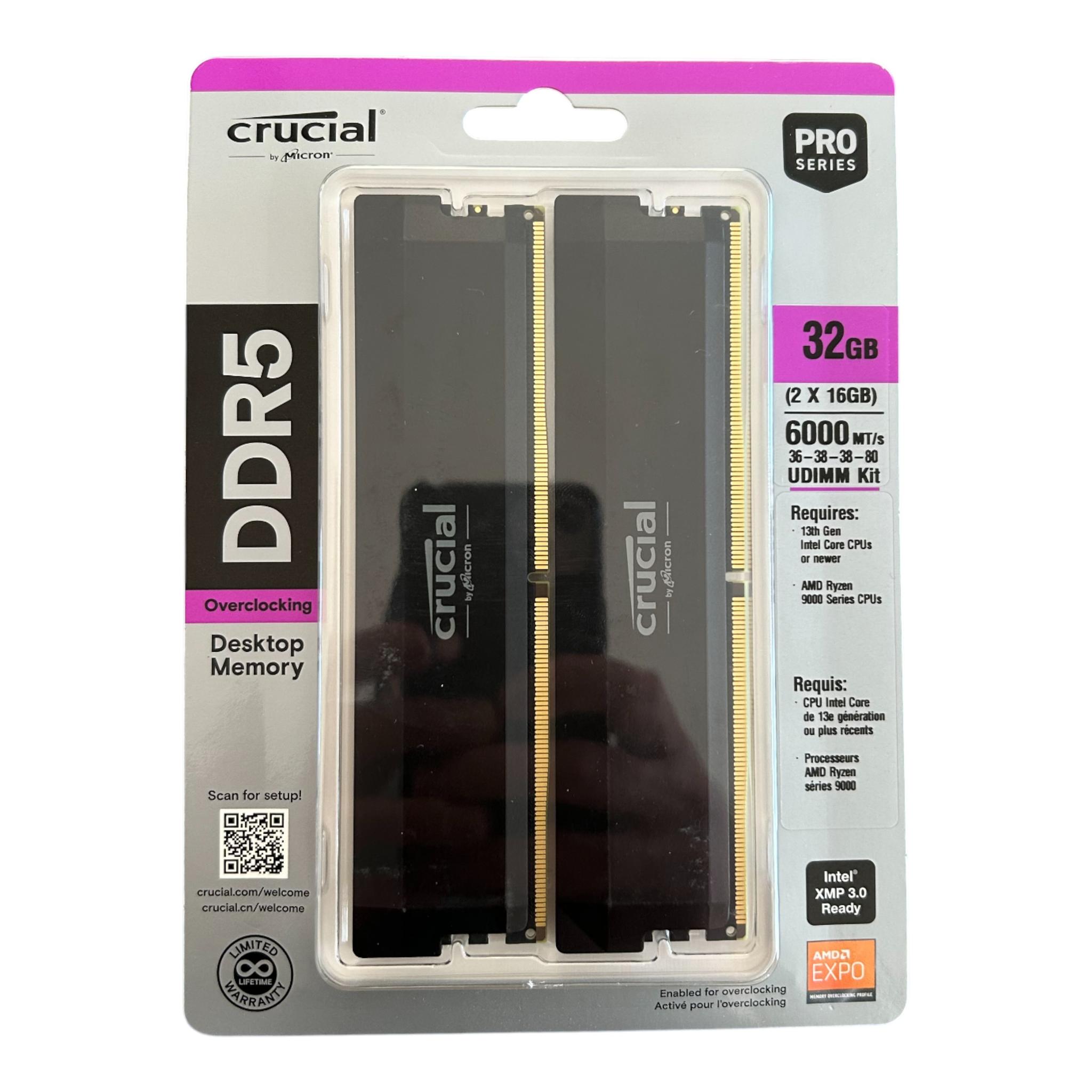Crucial Pro OC 32GB DDR5 6000MT/s CL36 (AMD EXPO)
