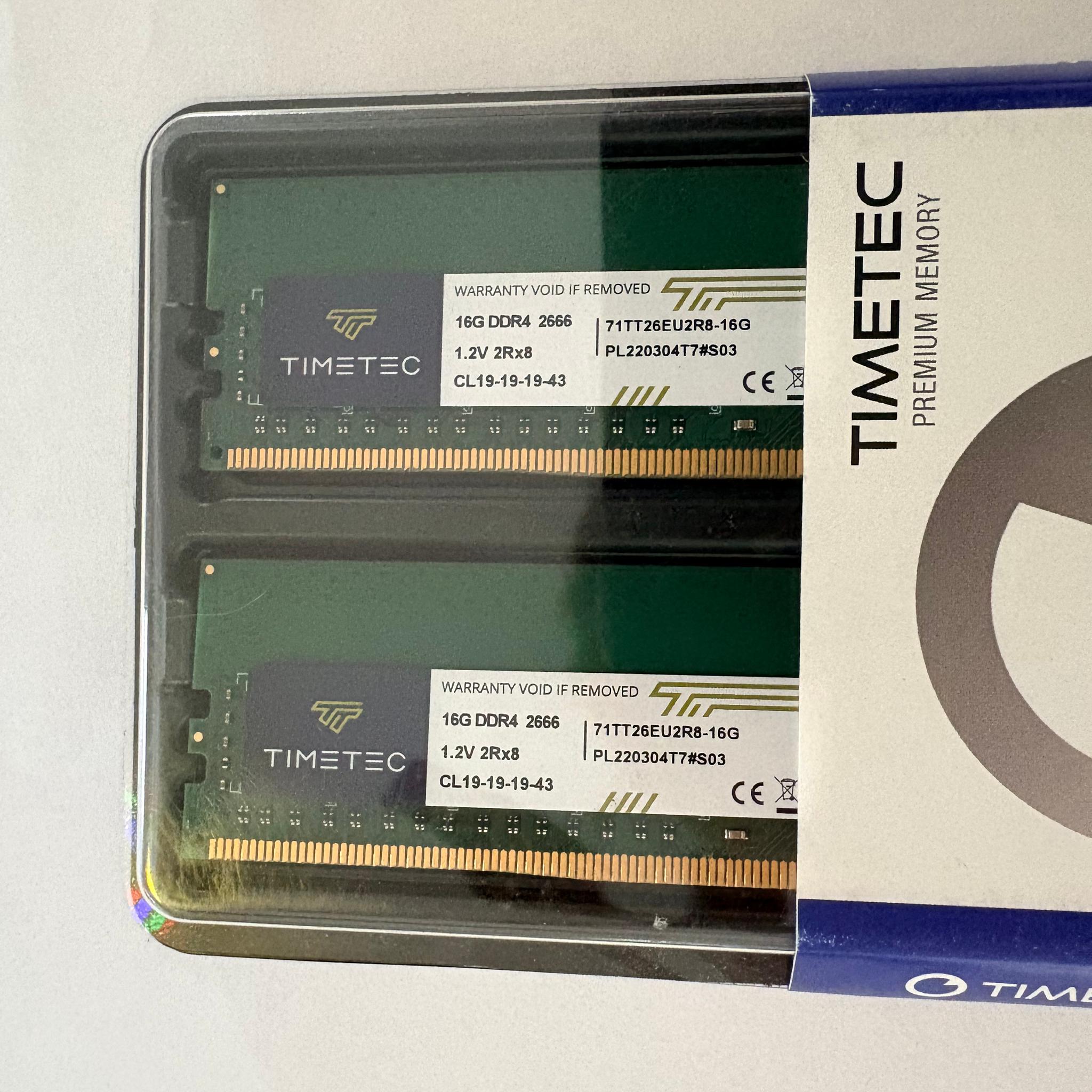 Timetec 32GB Kit (2x16GB) DDR4 2666 ECC Unbuffered UDIMM PC4-21300 2Rx8