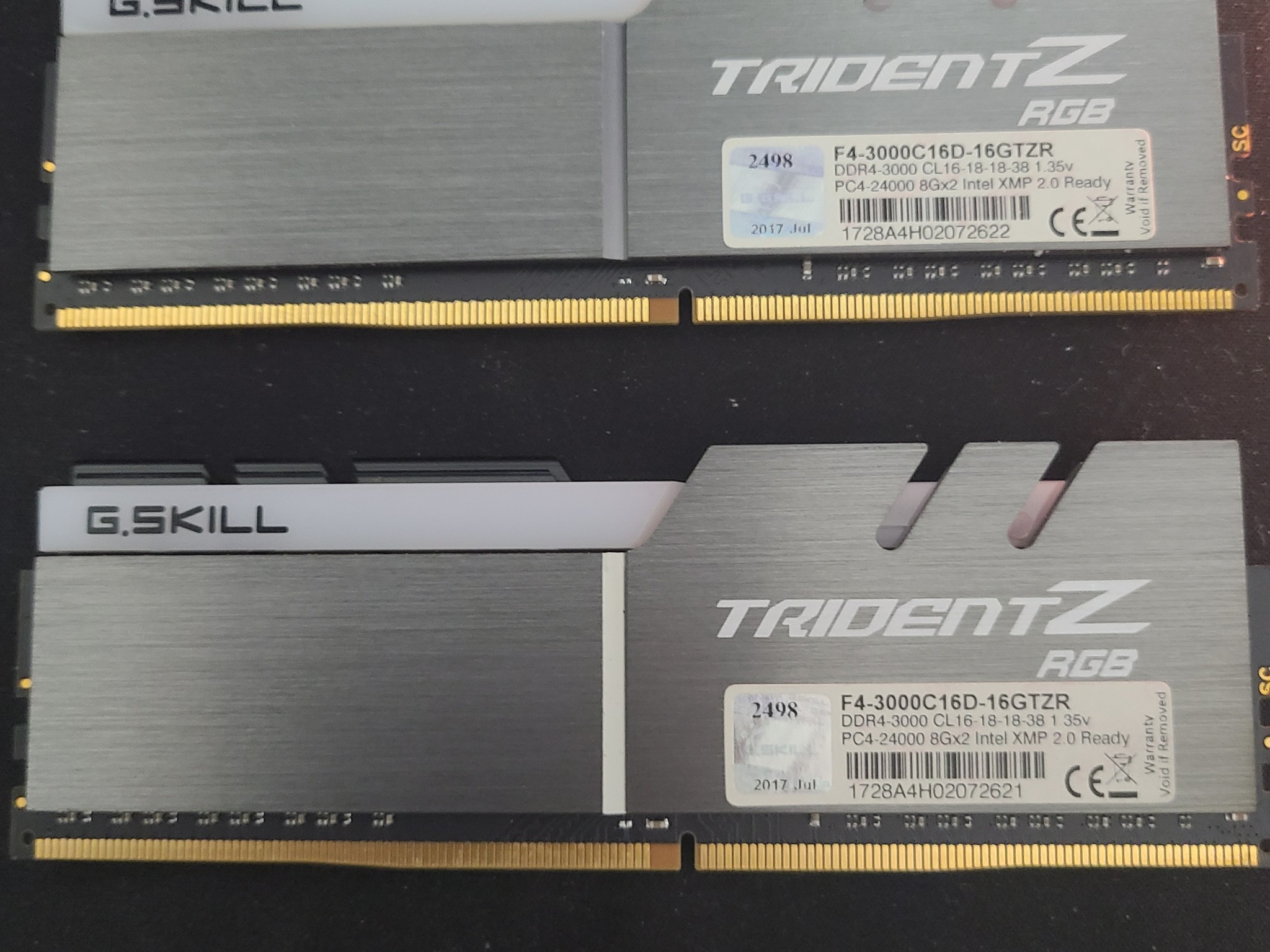 G. Skill 8gb x2 DDR4 - 3000 CL 16-18-18-38