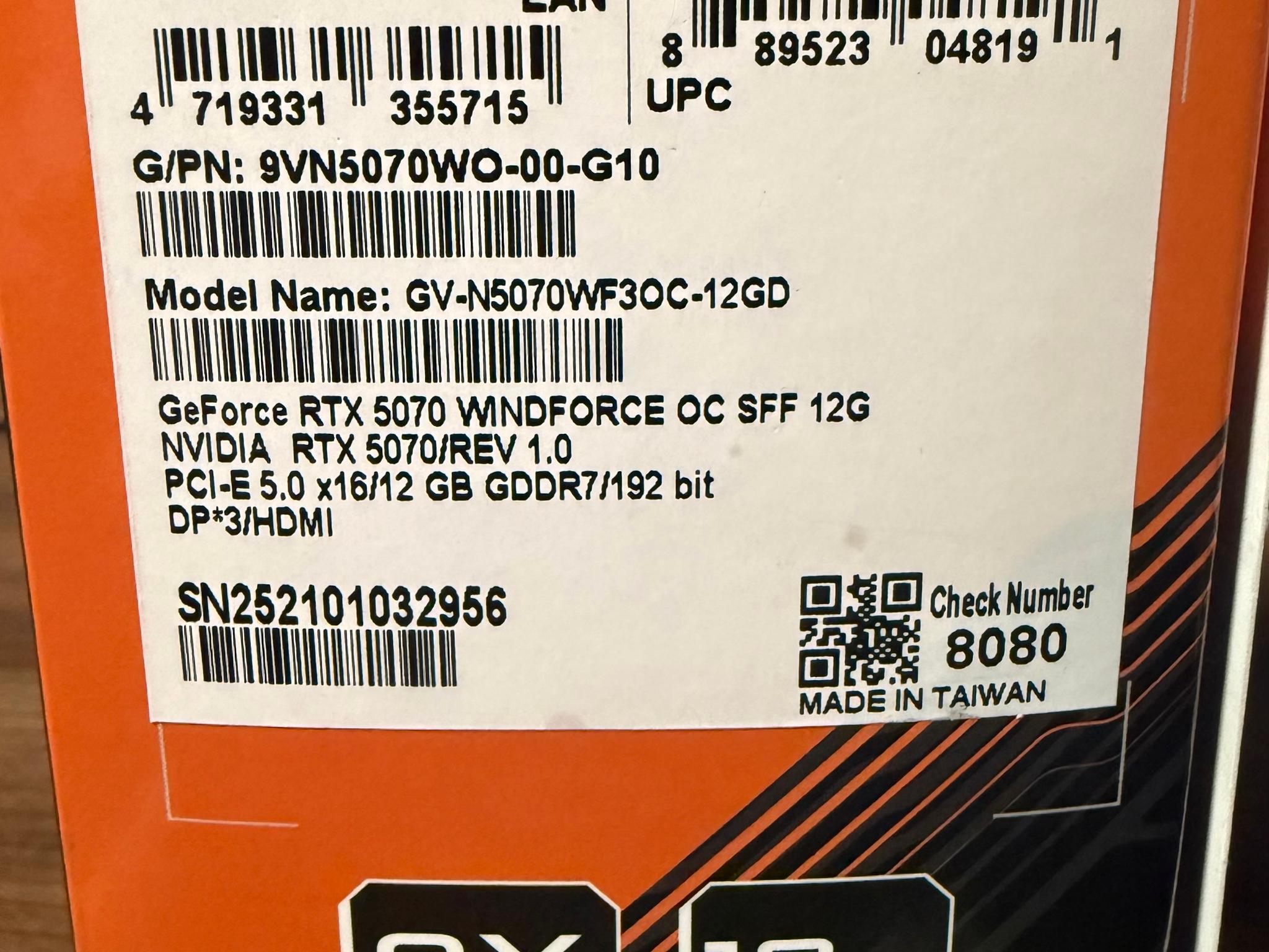 GIGABYTE GeForce RTX 5070 WINDFORCE OC SFF 12G