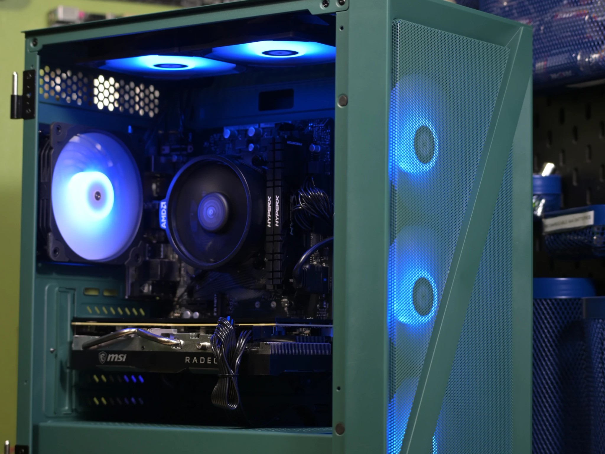 Custom Green RX 5700 XT 8GB Overclocked PC [Ryzen 5 5500, 32gb DDR4 RAM, 1TB SSD]