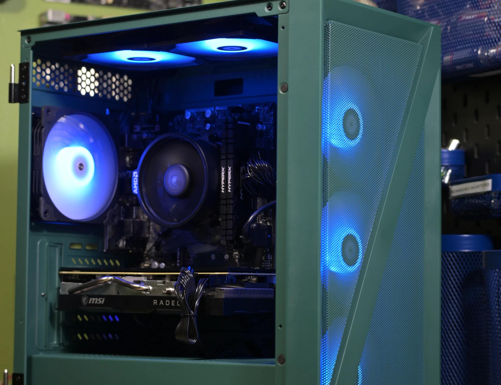 Custom Green RX 5700 XT 8GB Overclocked PC [Ryzen 5 5500, 32gb DDR4 RAM, 1TB SSD]