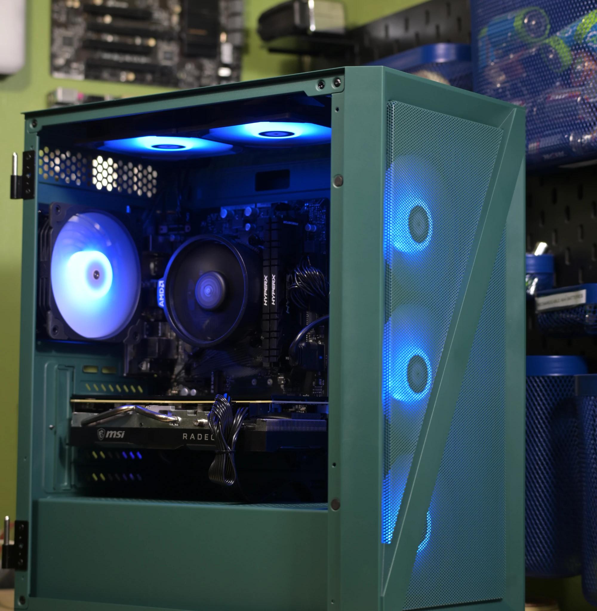 Custom Green RX 5700 XT 8GB Overclocked PC [Ryzen 5 5500, 32gb DDR4 RAM, 1TB SSD]