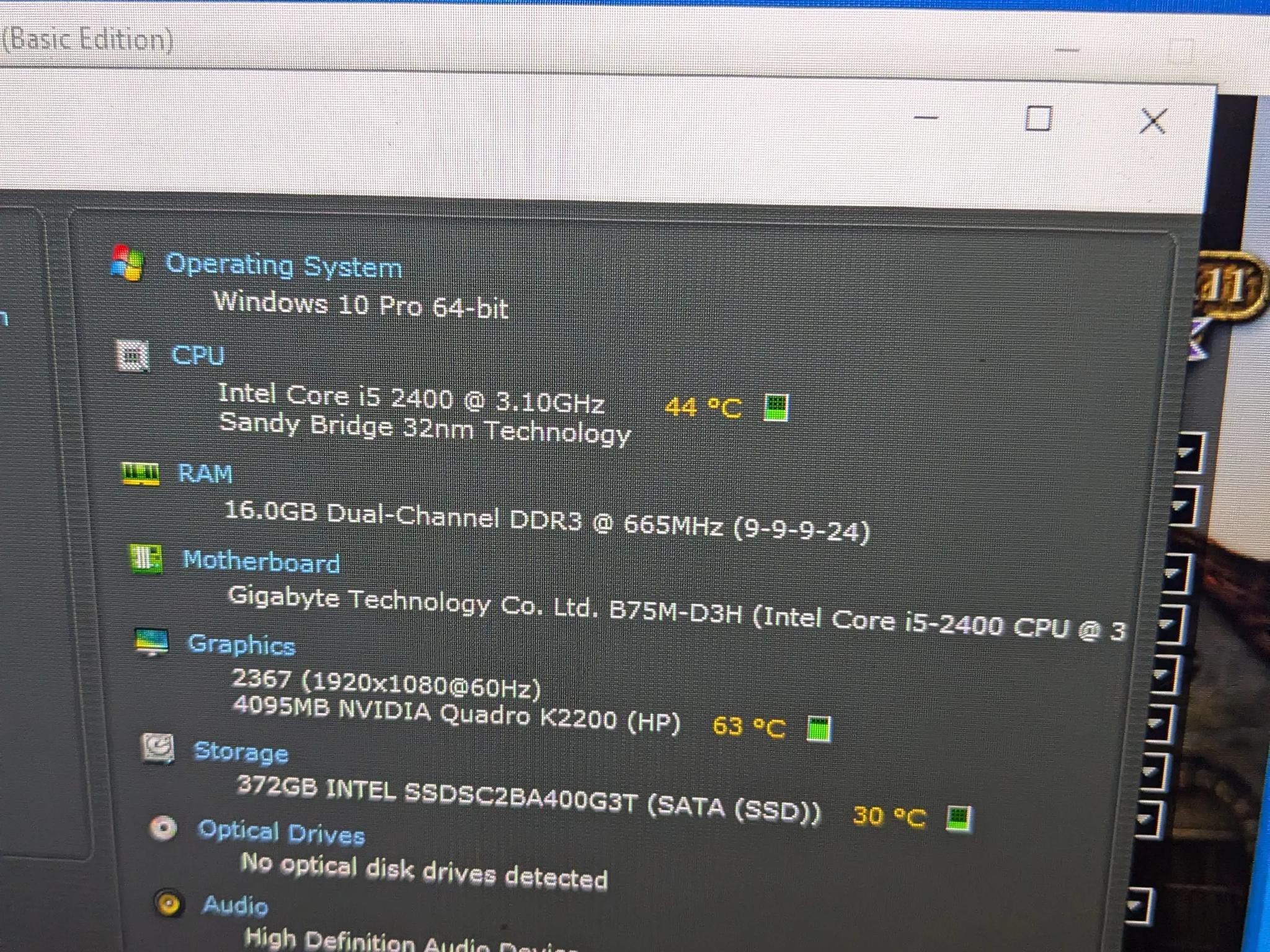 Budget Custom SFF - i5-2400, 16GB RAM, Quadro K2200 4GB (GTX 750 TI), 400GB SSD, Win10, Wifi, RGB
