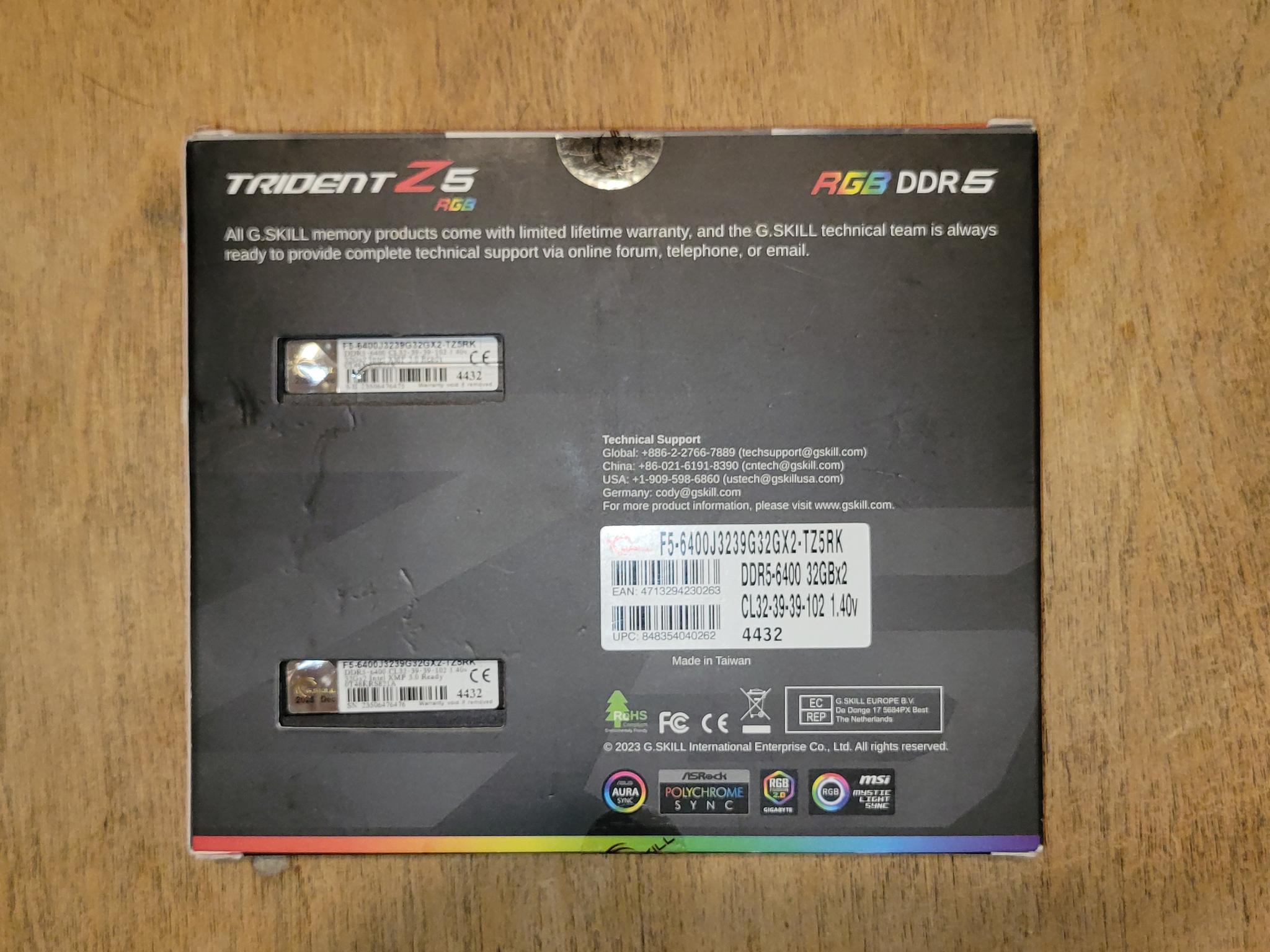 Never opened G.SKILL Trident Z5 RGB Series 64GB