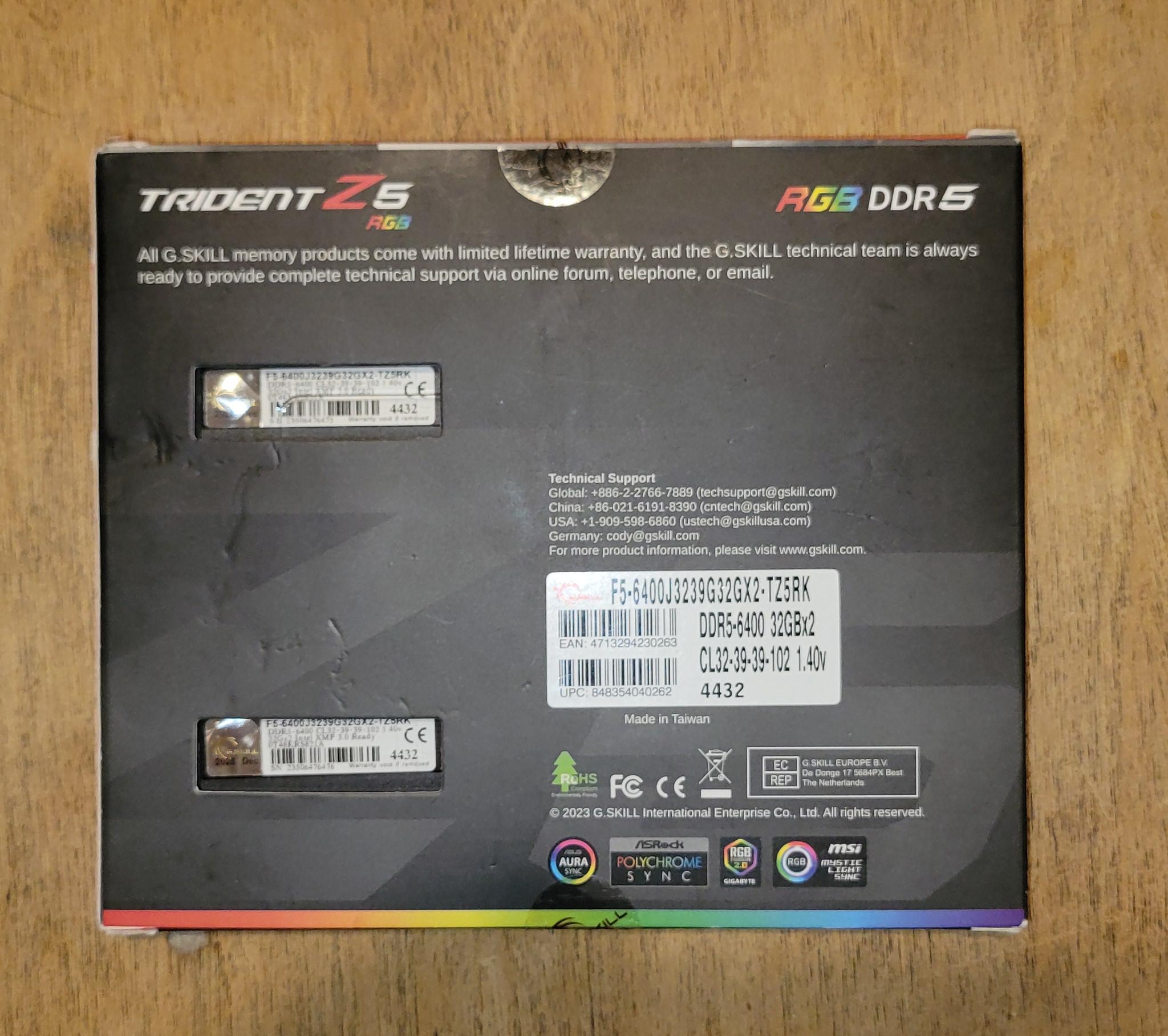 Never opened G.SKILL Trident Z5 RGB Series 64GB