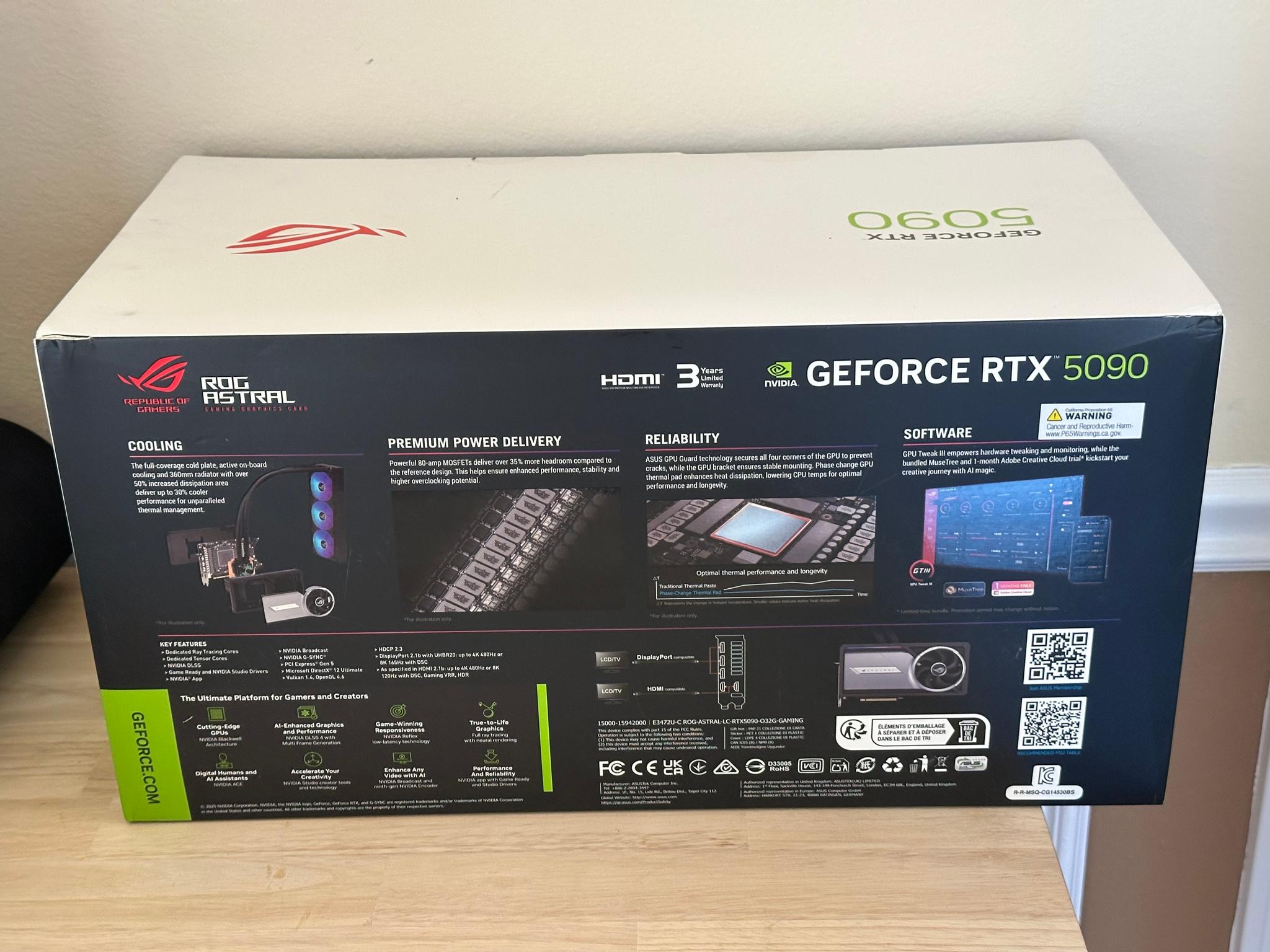 ASUS RTX 5090 ROG Astral LC 32GB GDDR7 OC Edition