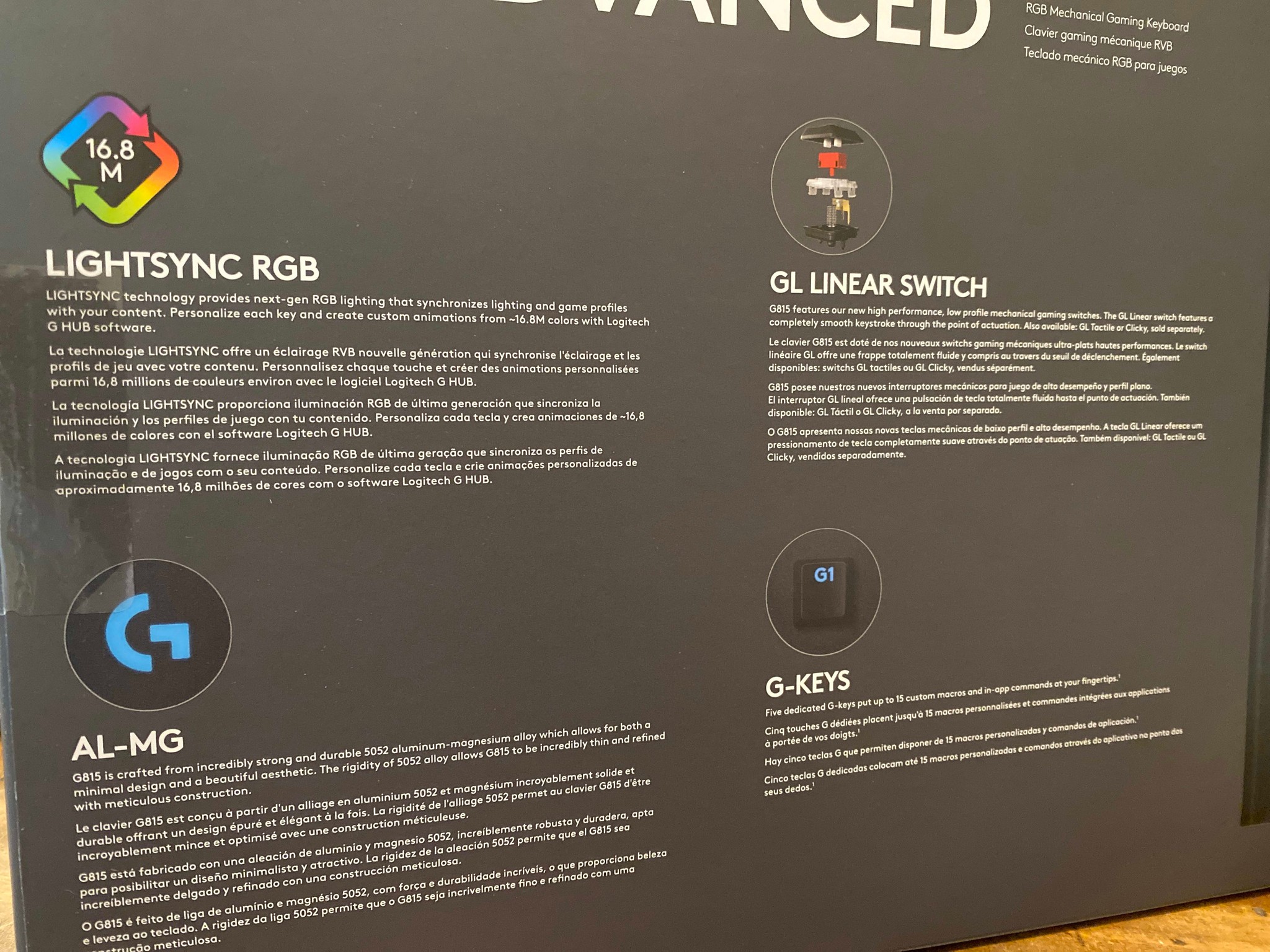 Brand New Logitech G815 Linear Wired RGB Keyboard