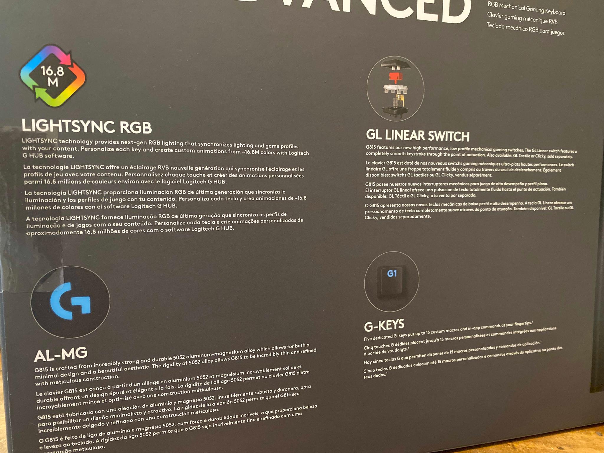Brand New Logitech G815 Linear Wired RGB Keyboard