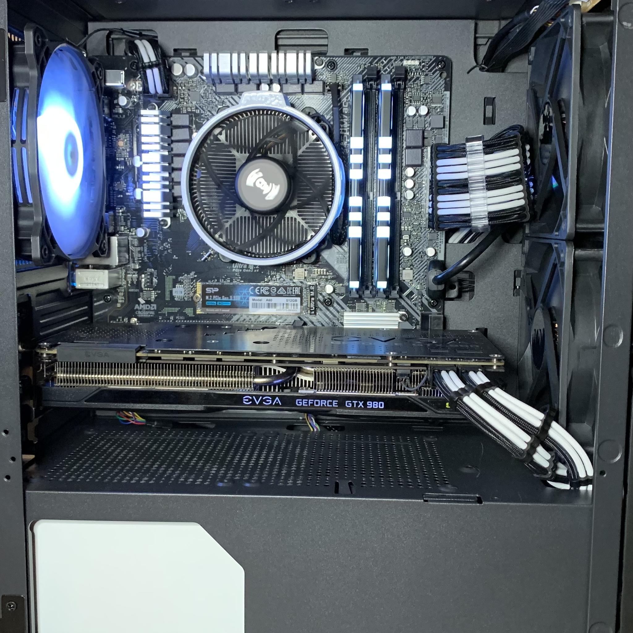 Black/White Gaming PC (Ryzen 5 2600 + GTX 980)w/ wifi