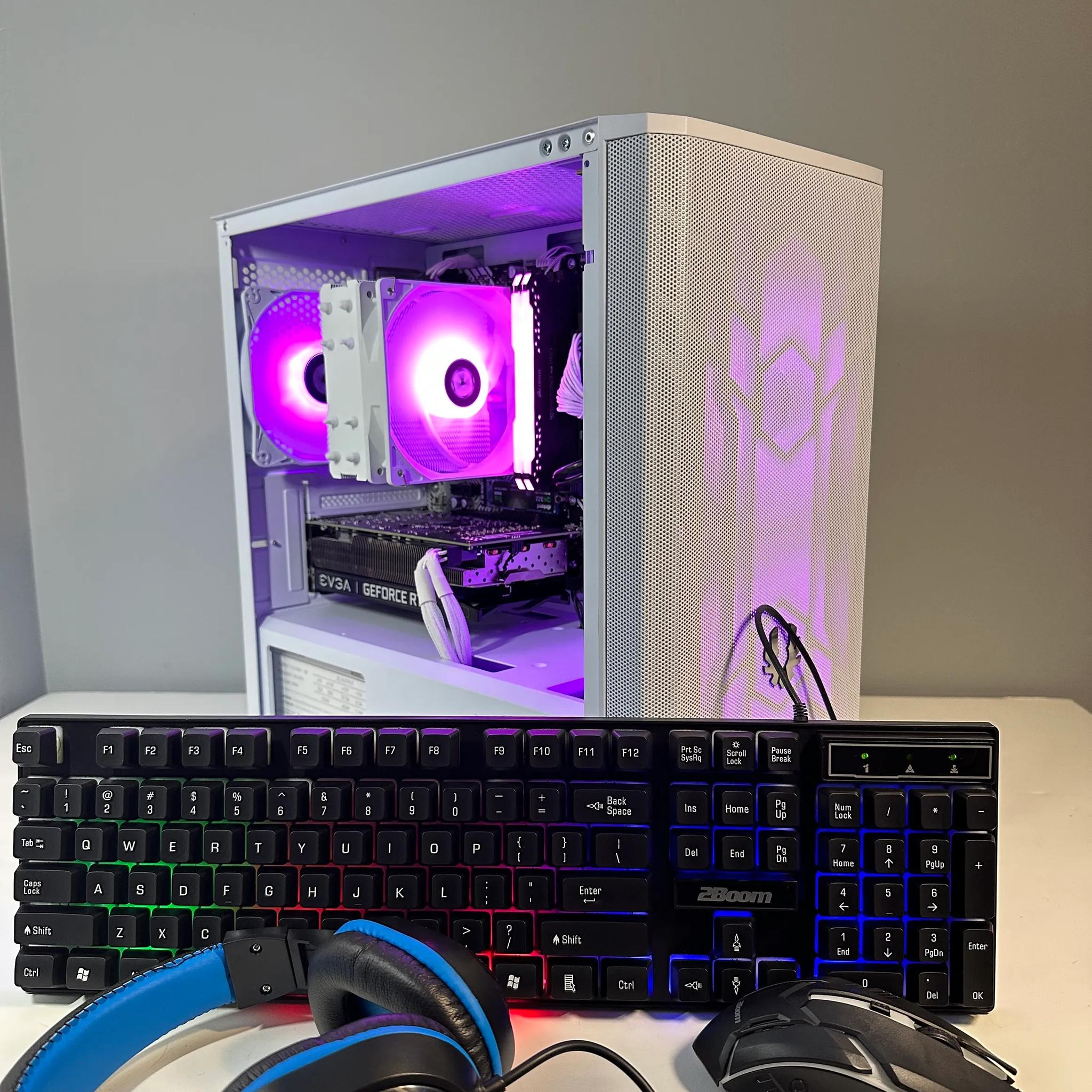 AMD Ryzen 5 5500/ RTX 2060 6GB Custom White RGB Gaming PC Bundle W/Keyboard/Mouse/Headset & Mic