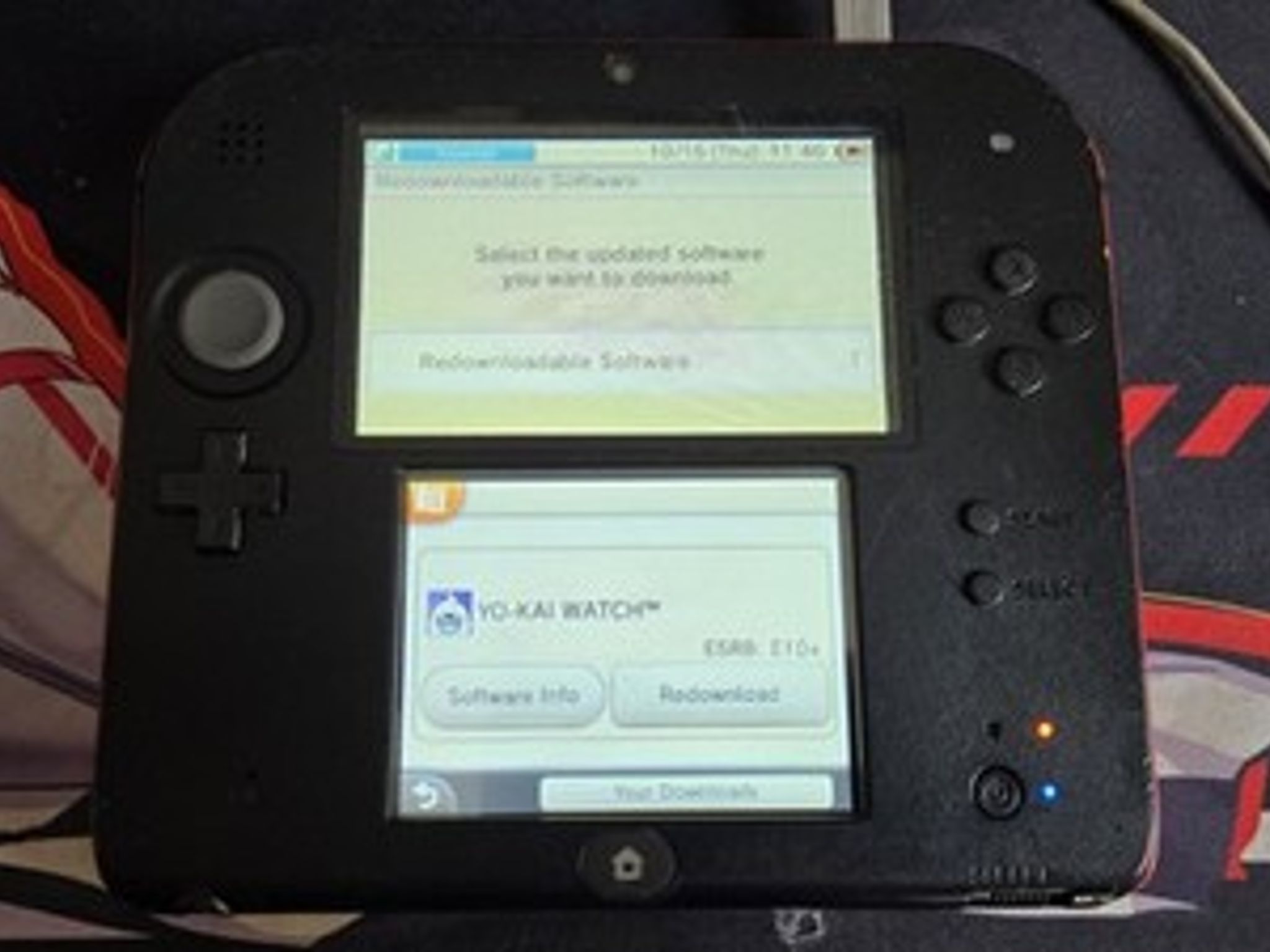 CUSTOM USED Nintendo 2DS Black/Red Handheld Console, Yo-Kai Watch Edition