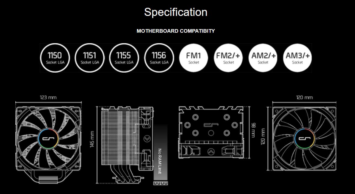 CRYORIG H7 Tower Air Cooler for AMD/Intel CPU with 120mm PWM Fan