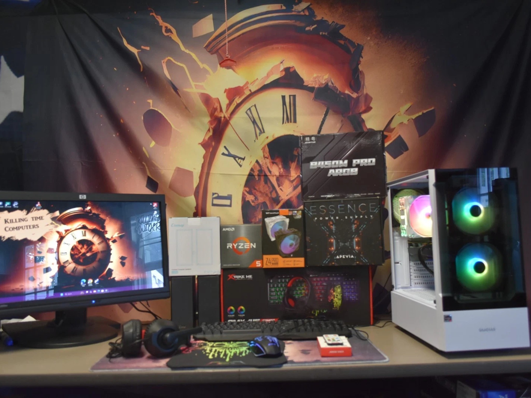 Gaming PC RYZEN 5 5500 Ram 16GB GPU Radeon RX5500 8GB 1 TB SSD+ Built in Wi-fi + Extras