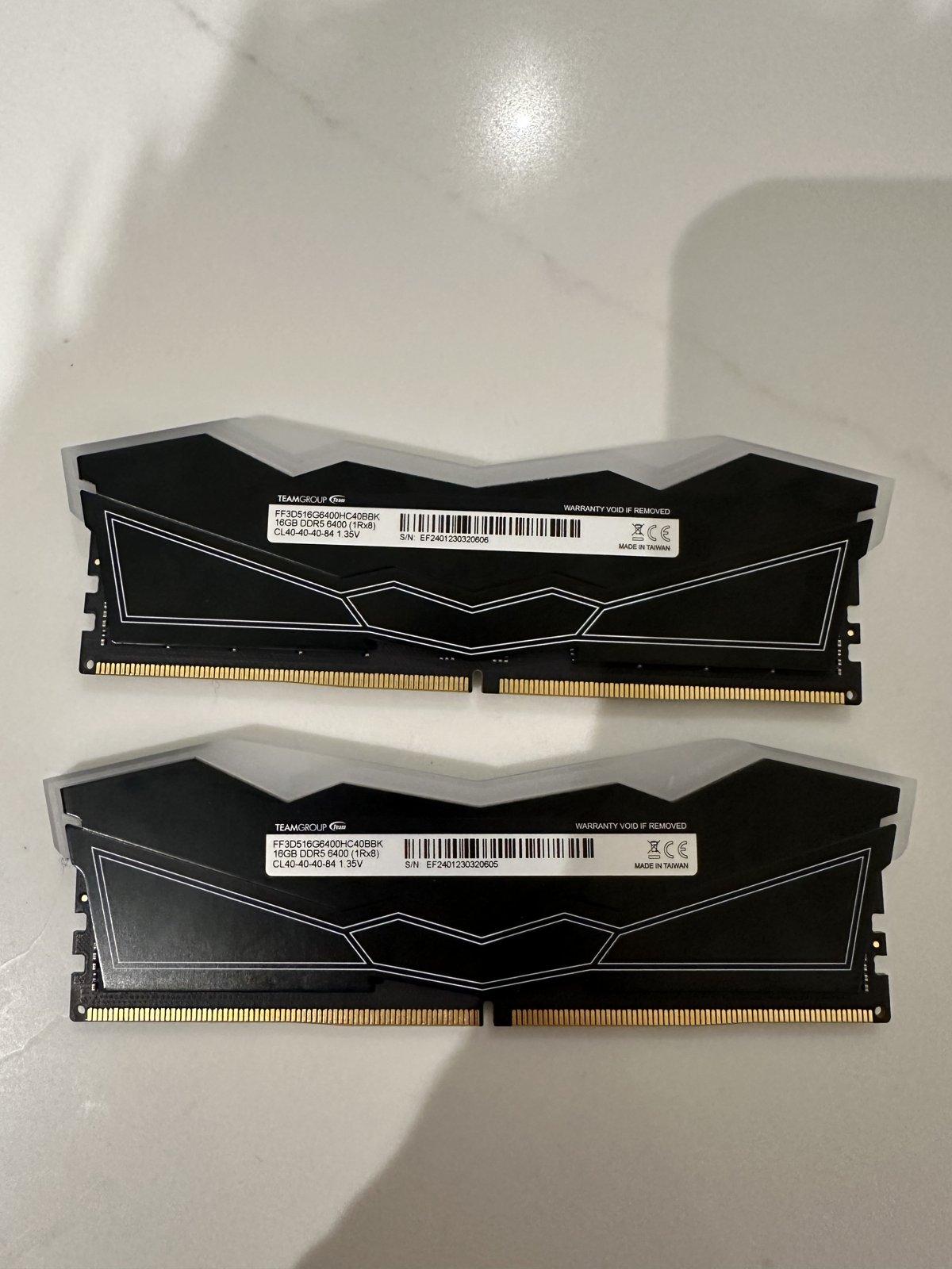 32GB (2x16GB) TeamGroup T-Force Delta RGB DDR5 6400MHz Desktop RAM - Tested Working