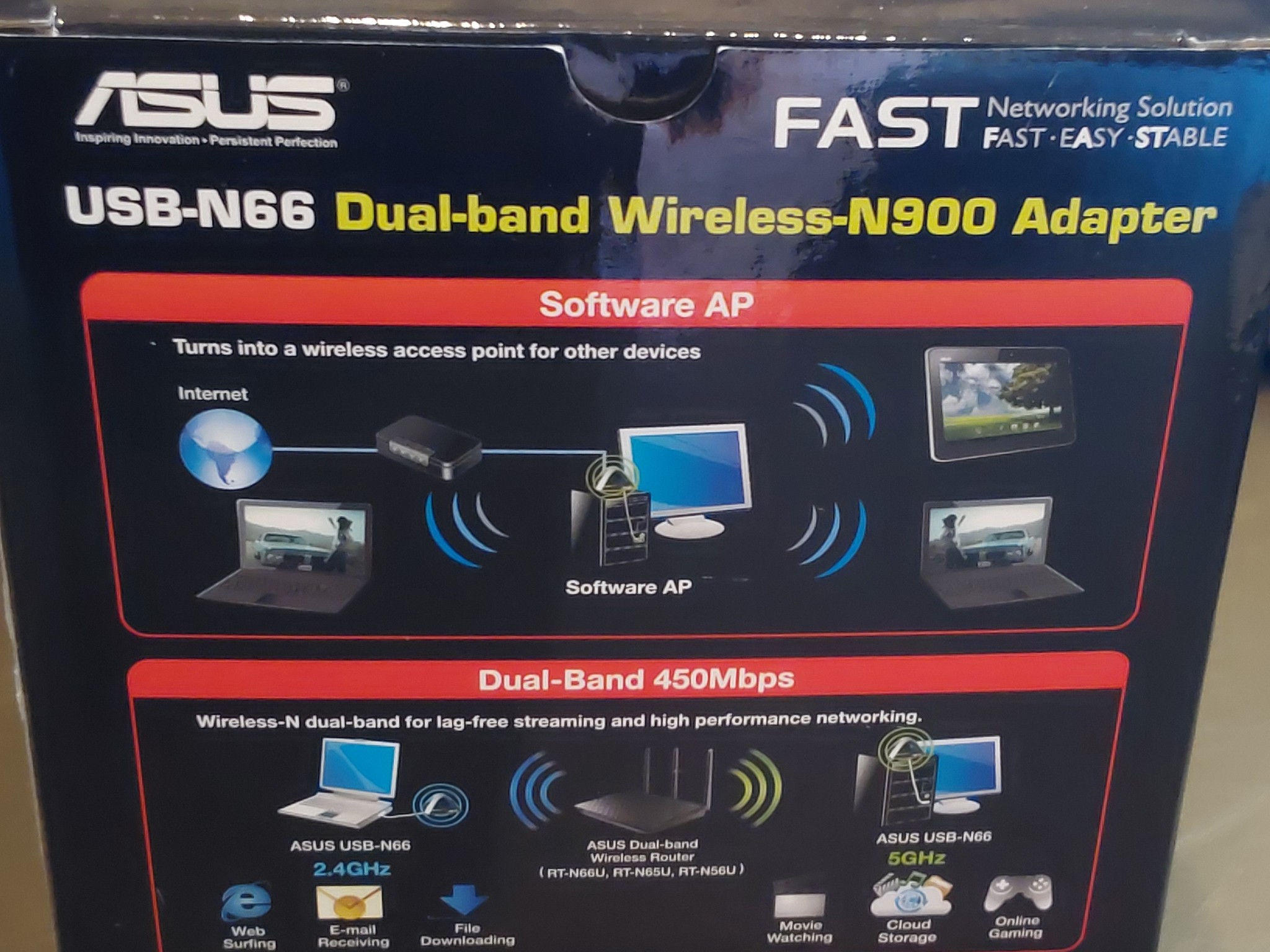 ASUS USB-N66 Dual-band N900 WiFi USB Wireless Adapter