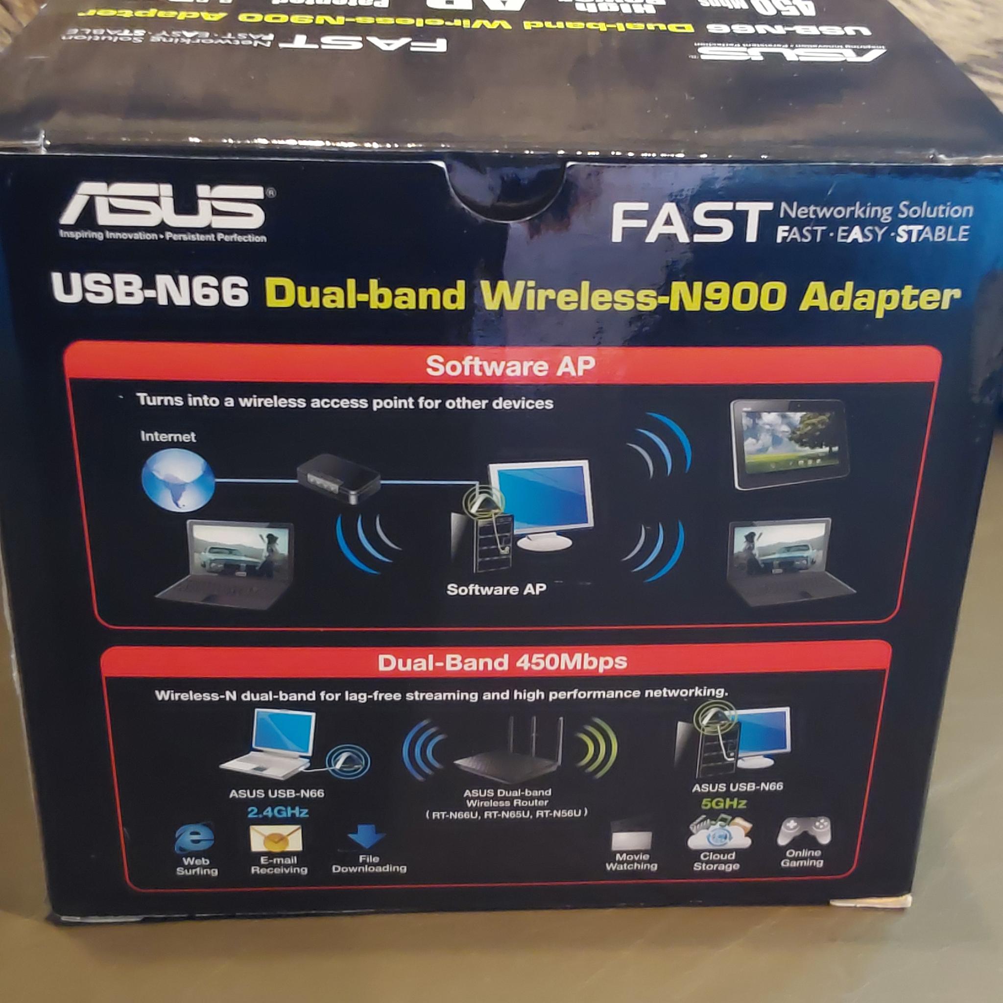 ASUS USB-N66 Dual-band N900 WiFi USB Wireless Adapter