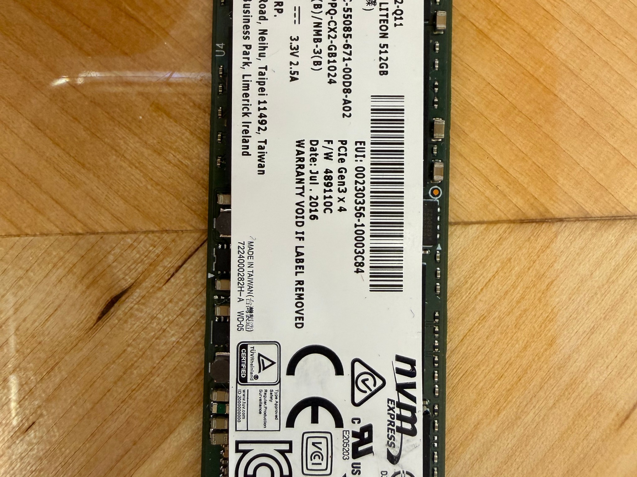LITE-ON 512GB M.2 2280 NVMe PCIe Gen3 x4 SSD (CX2-8B512-Q11) OEM