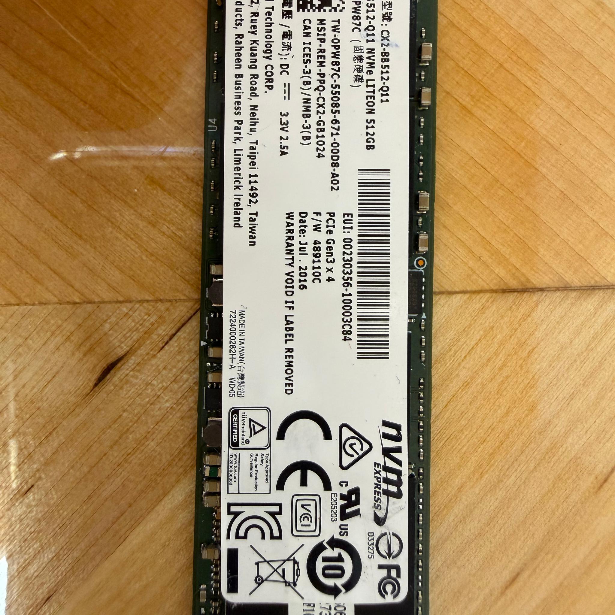 LITE-ON 512GB M.2 2280 NVMe PCIe Gen3 x4 SSD (CX2-8B512-Q11) OEM