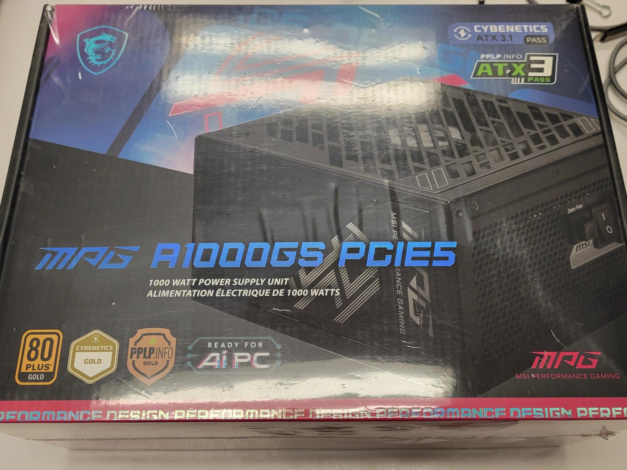 MSI MPG A1000GS PCIE5 ATX 3.1 Gaming Power Supply - Full Modular - 80 Plus Gold Certified 1000W
