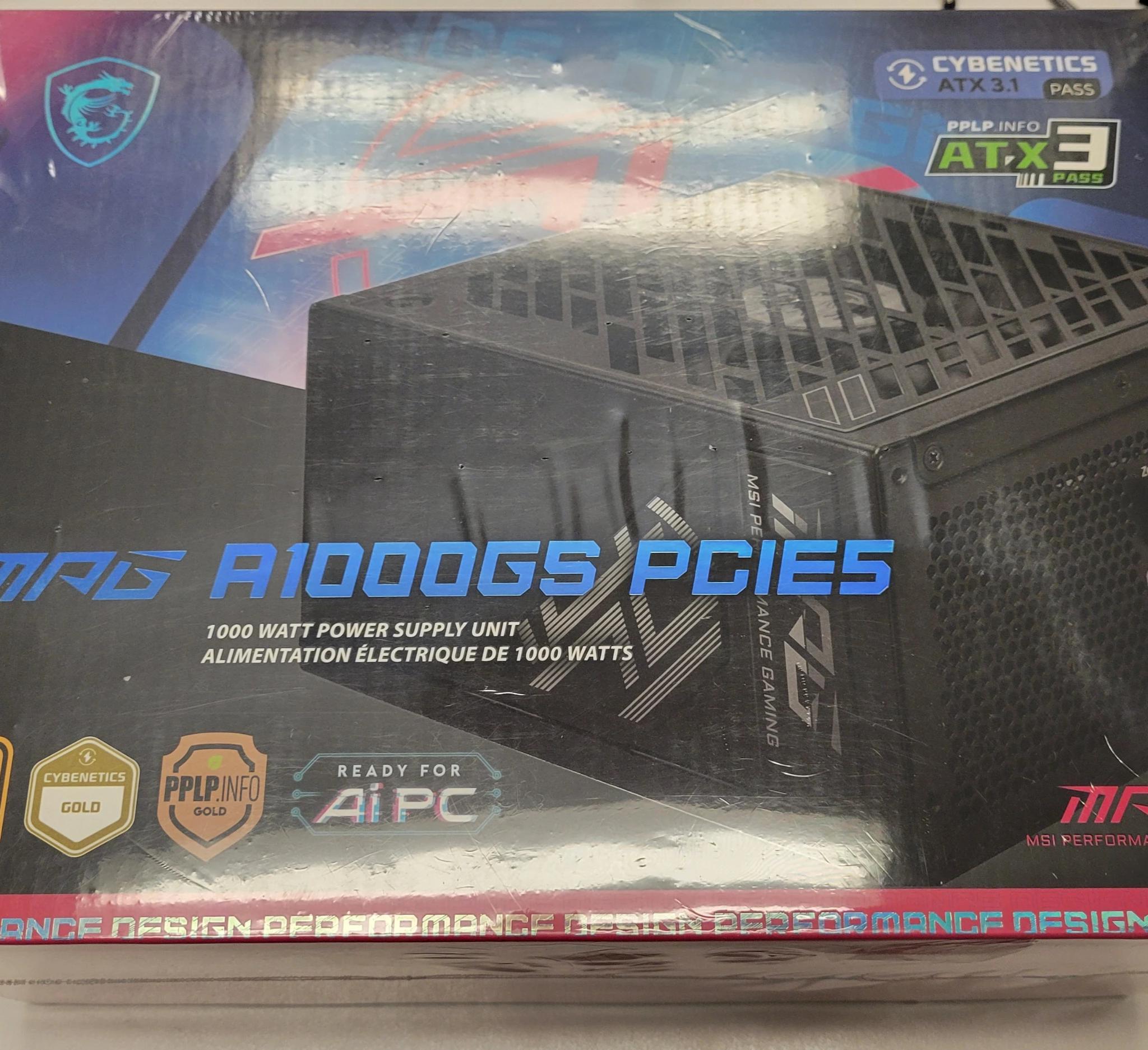 MSI MPG A1000GS PCIE5 ATX 3.1 Gaming Power Supply - Full Modular - 80 Plus Gold Certified 1000W