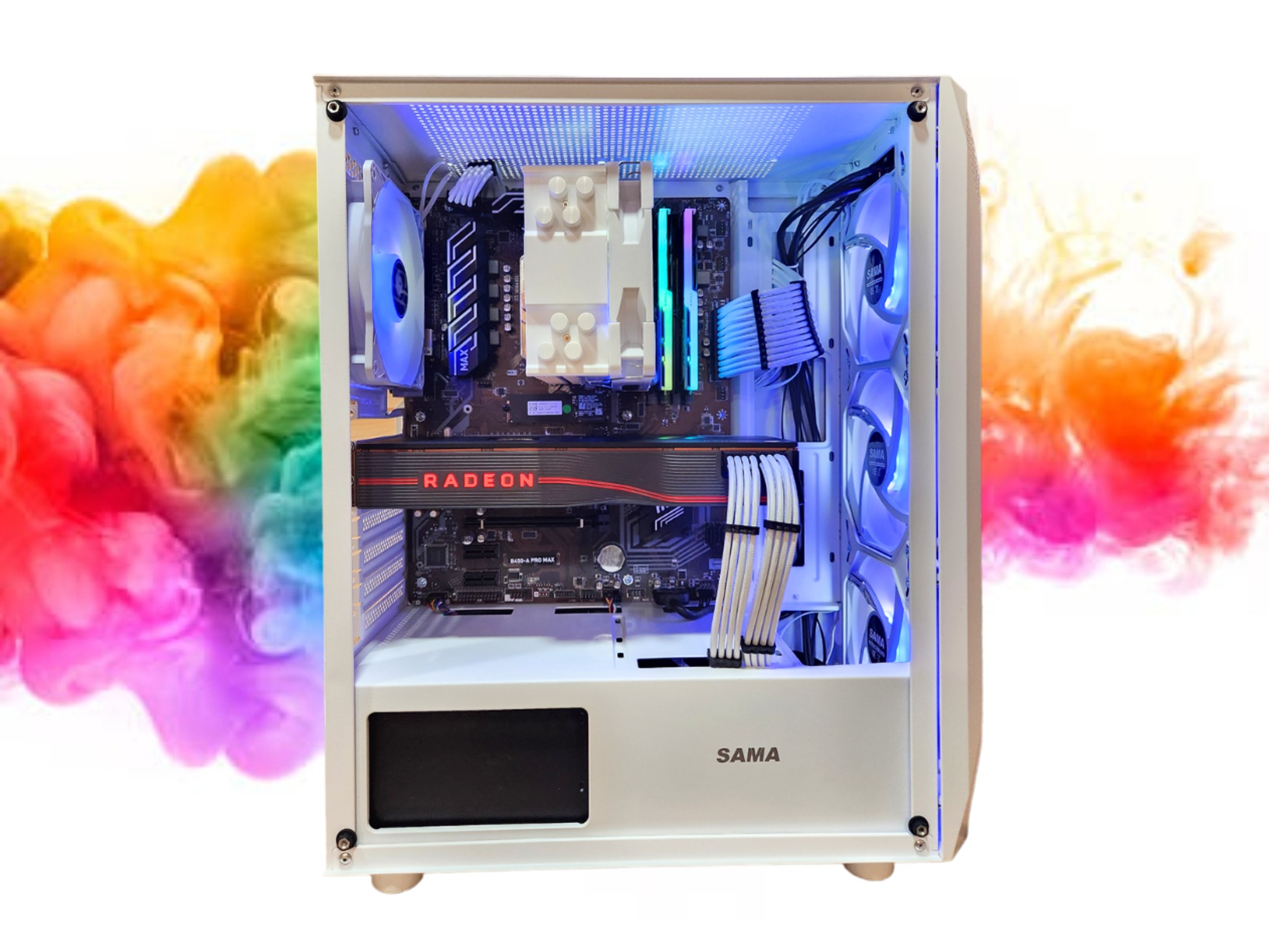 ON SALE: RX 5700 XT 8GB + Ryzen 5 + 512GB SSD + 16GBs RGB RAM + 5 RGB Fans ( White RGB Gaming PC )