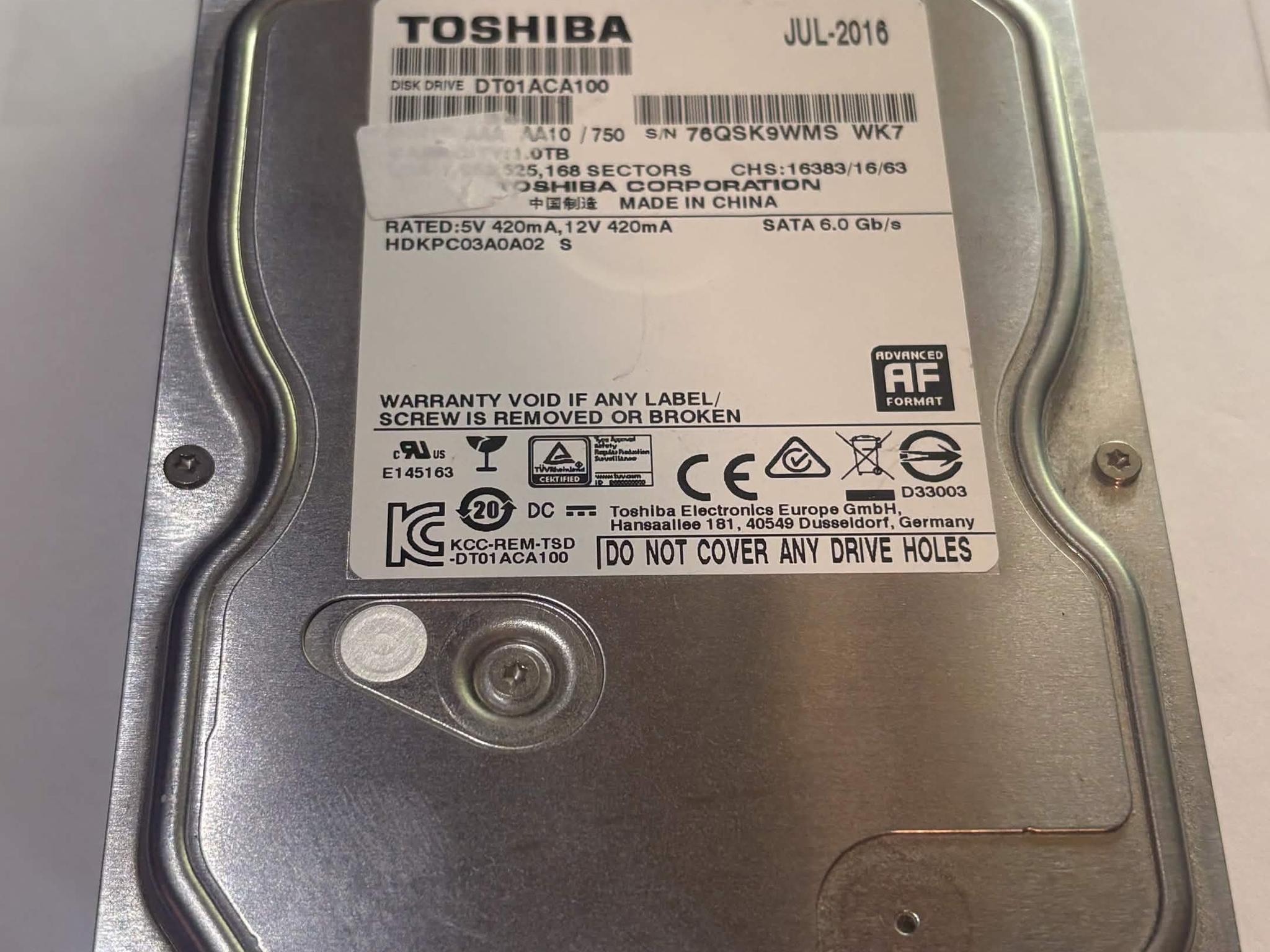 Toshiba DT01ACA100 1TB 7200RPM SATA Hard Drive