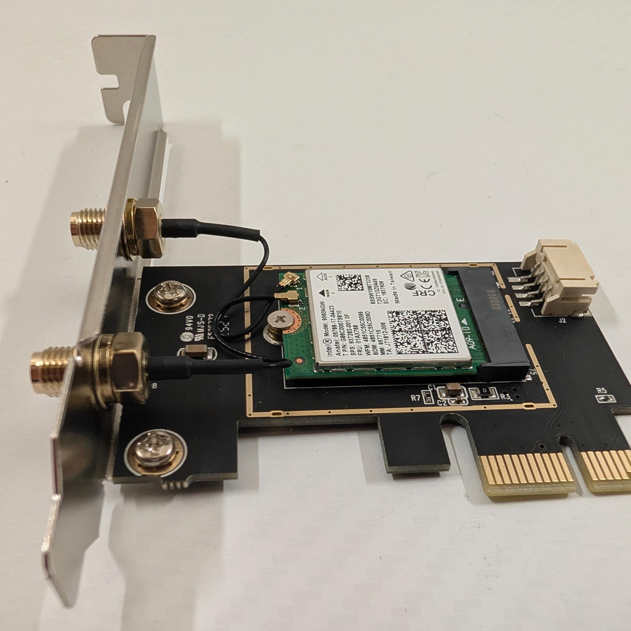 WiFi 5 PCIe Card | Intel AC 9560 Chip, 867Mbps Dual-Band 2.4GHz/5GHz, Bluetooth 4.2