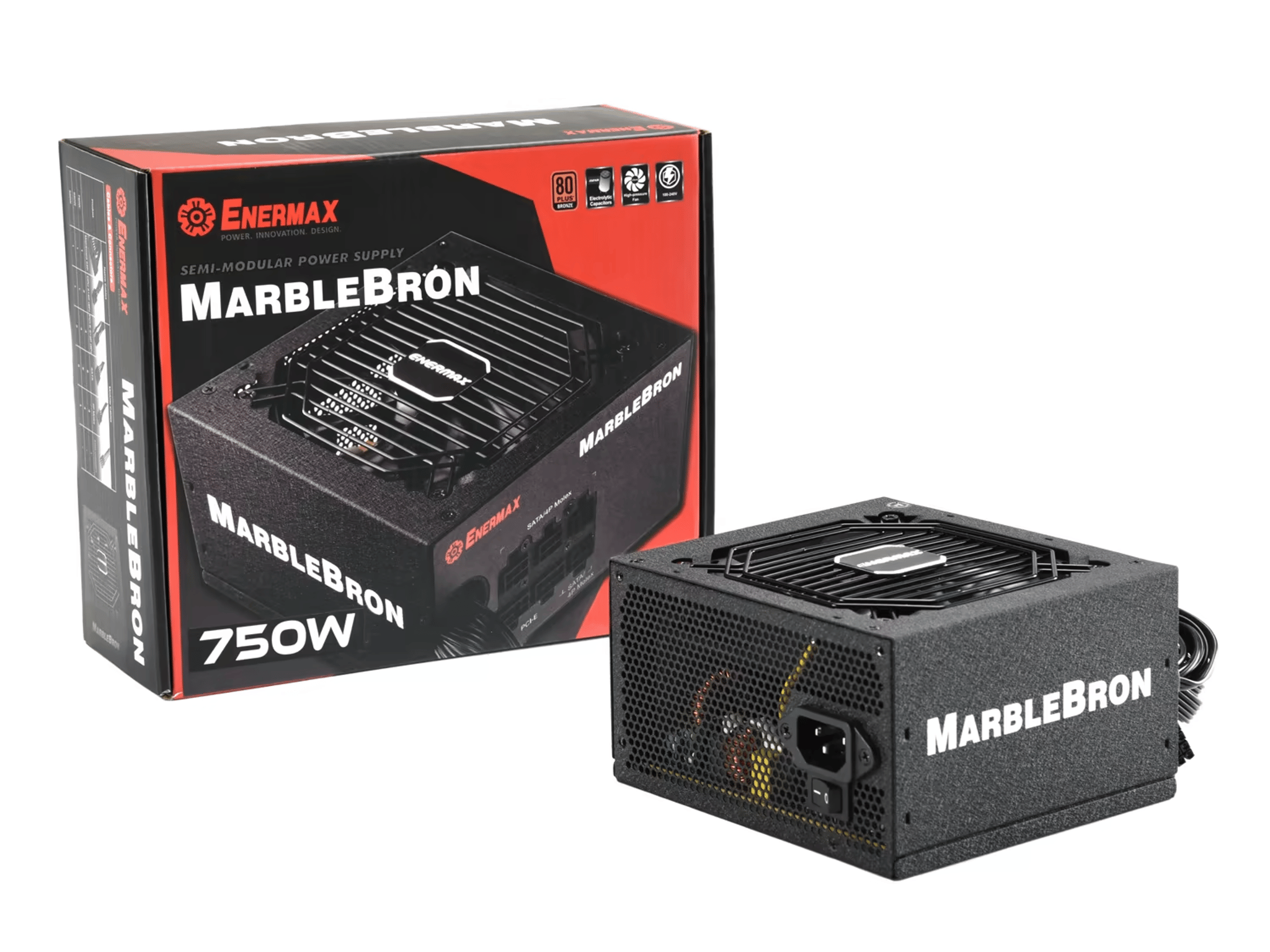 Enermax MarbleBron 750W 80 PLUS BRONZE Certified, Semi-Modular Active PFC Power Supply