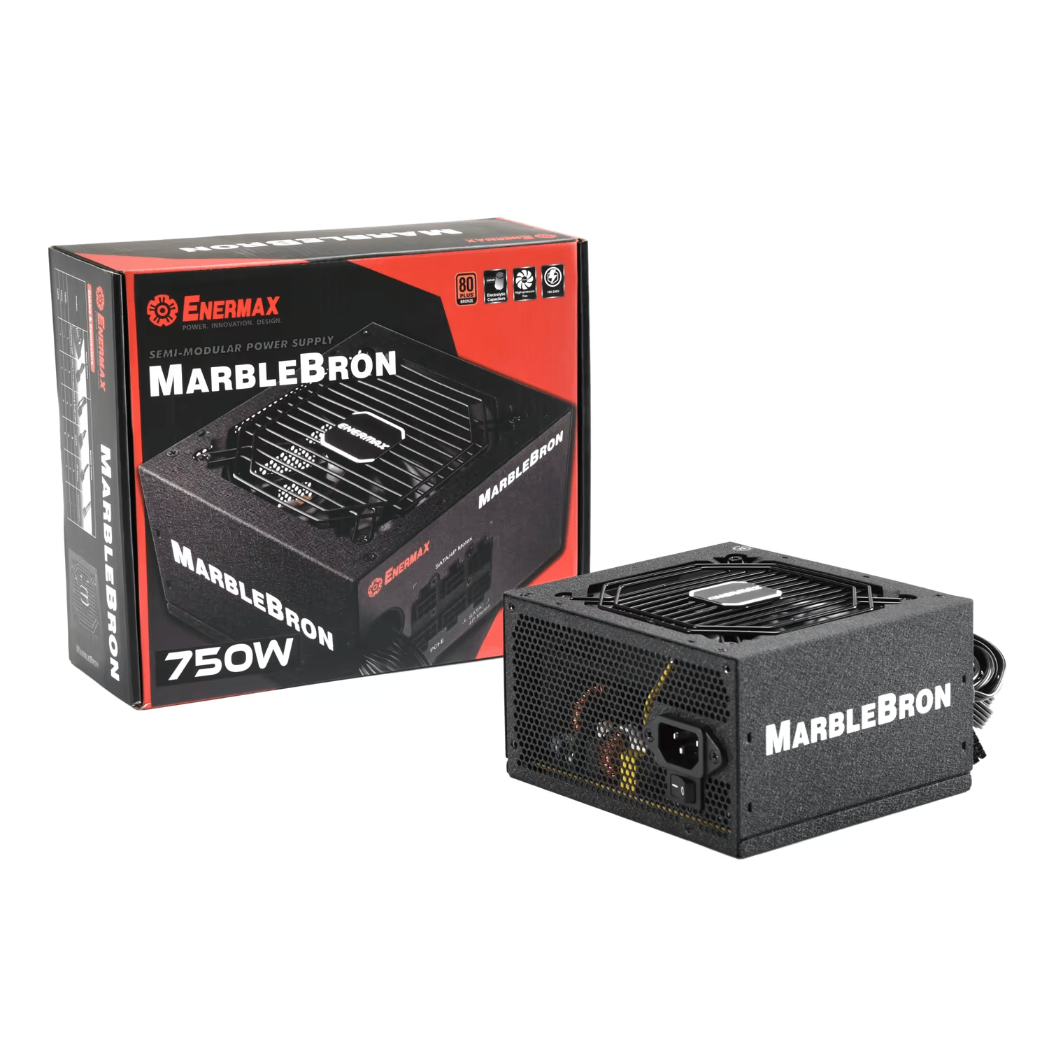 Enermax MarbleBron 750W 80 PLUS BRONZE Certified, Semi-Modular Active PFC Power Supply