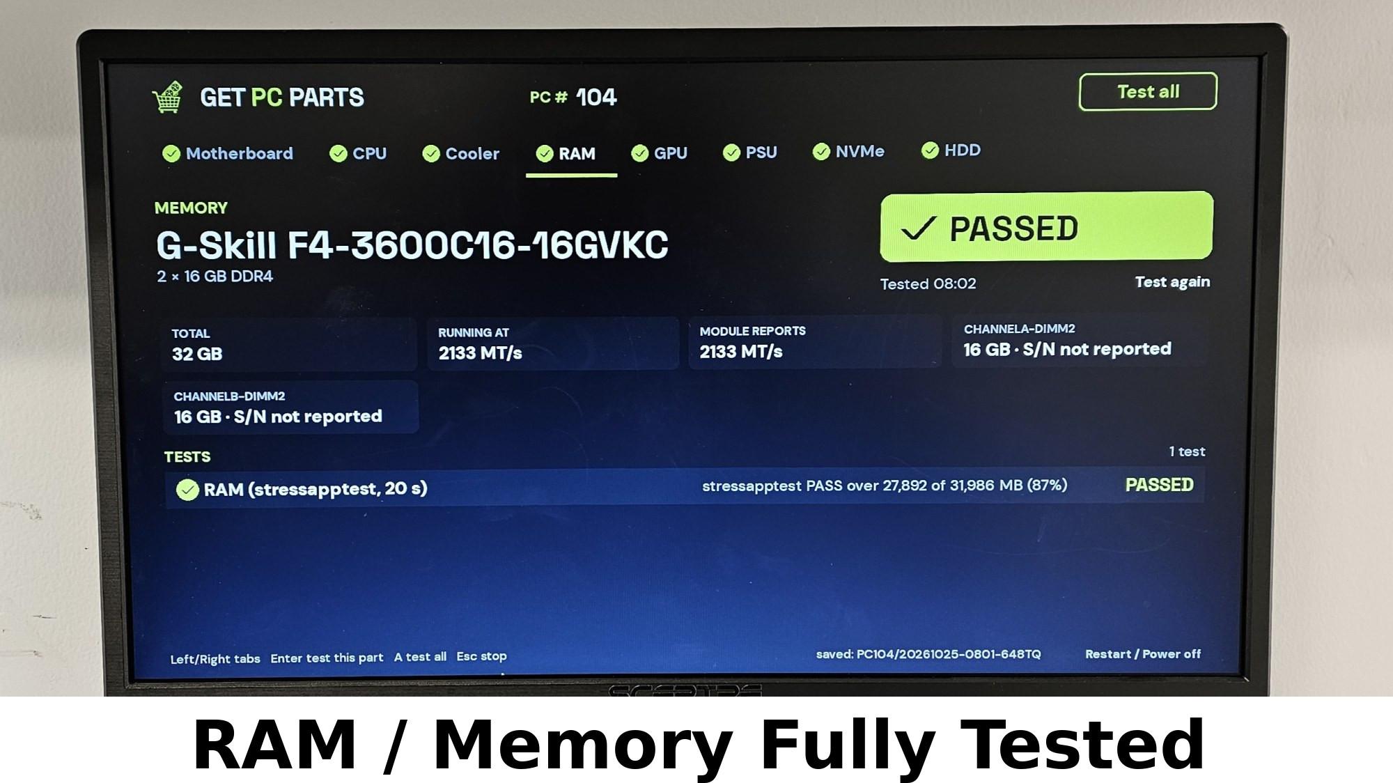 32GB DDR4 (2x16GB) CL16 3600MT/s G.Skill Ripjaws V