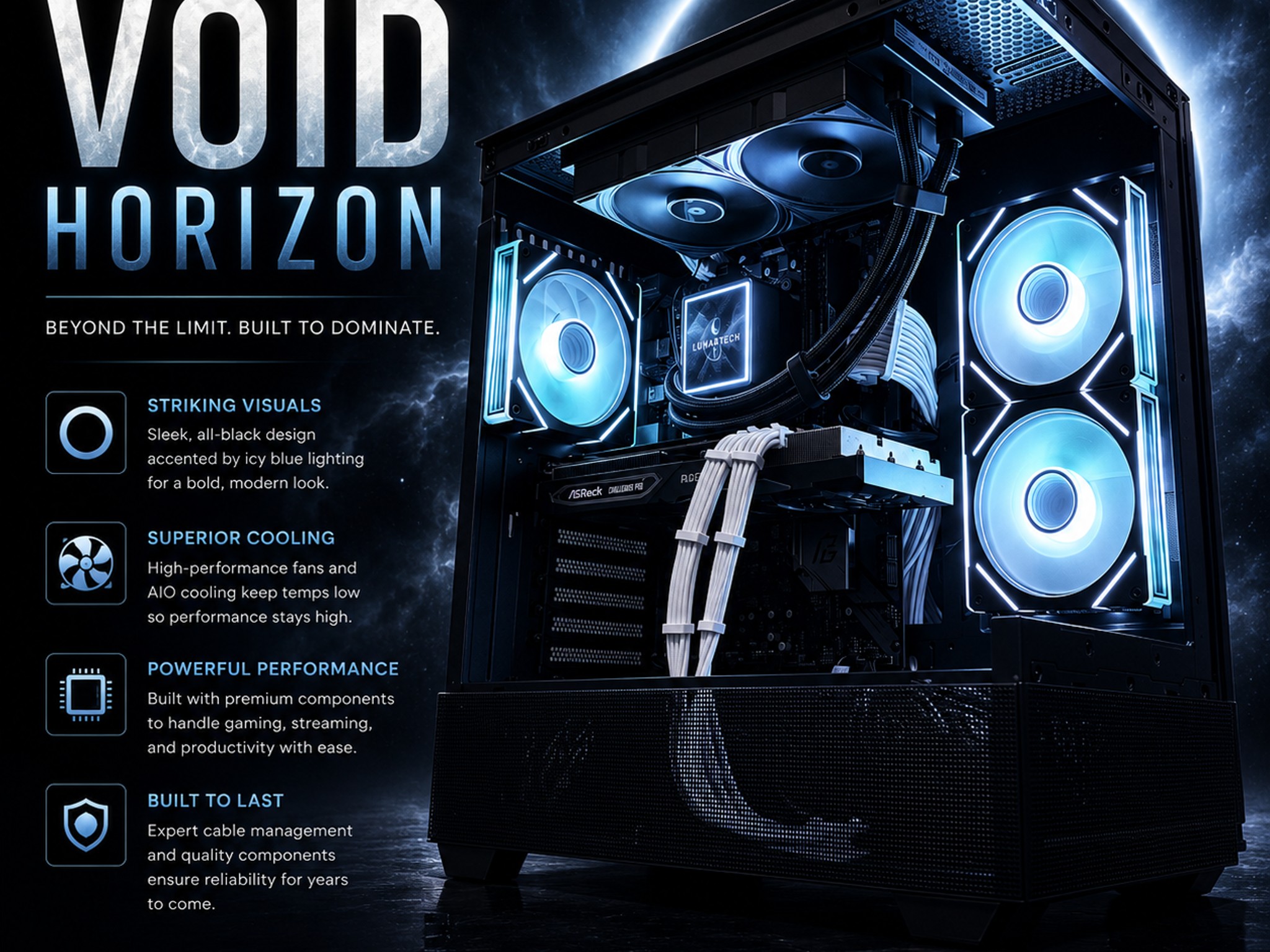 ⚫️"Void Horizon"⚫️| 1440p Gaming | RX 6750 XT 12GB | Ryzen 5 5600X | 32GB Ram | 1TB NVMe Storage