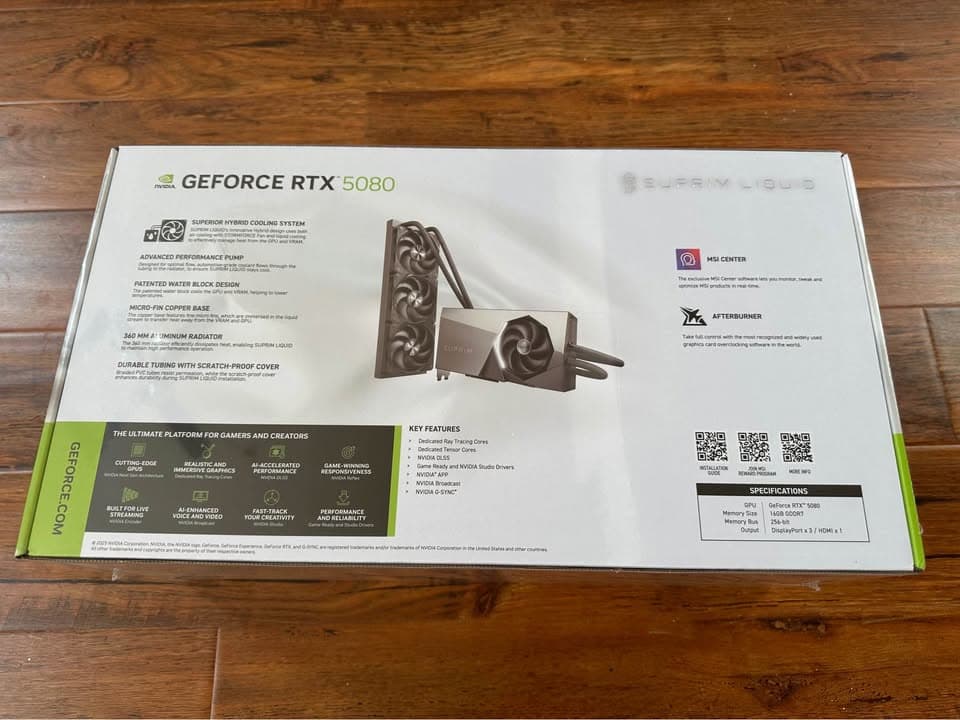 BNIB MSI Suprim Liquid GeForce RTX 5080 16G SUPRIM LIQUID SOC