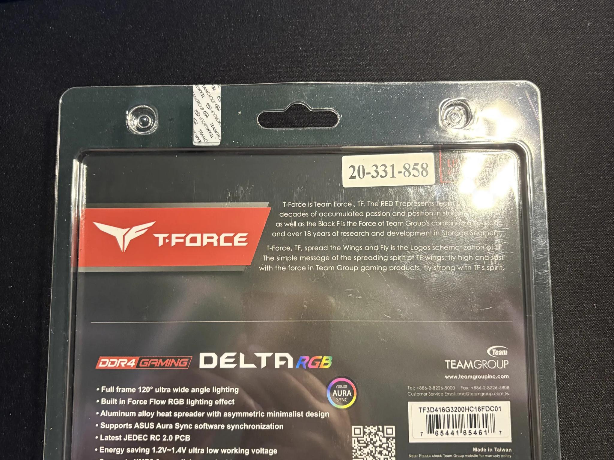 T Force Delta RGB DDR4 16GB (3200MTs | 16-20-20-40) Ram Kit *Still Factory Sealed*