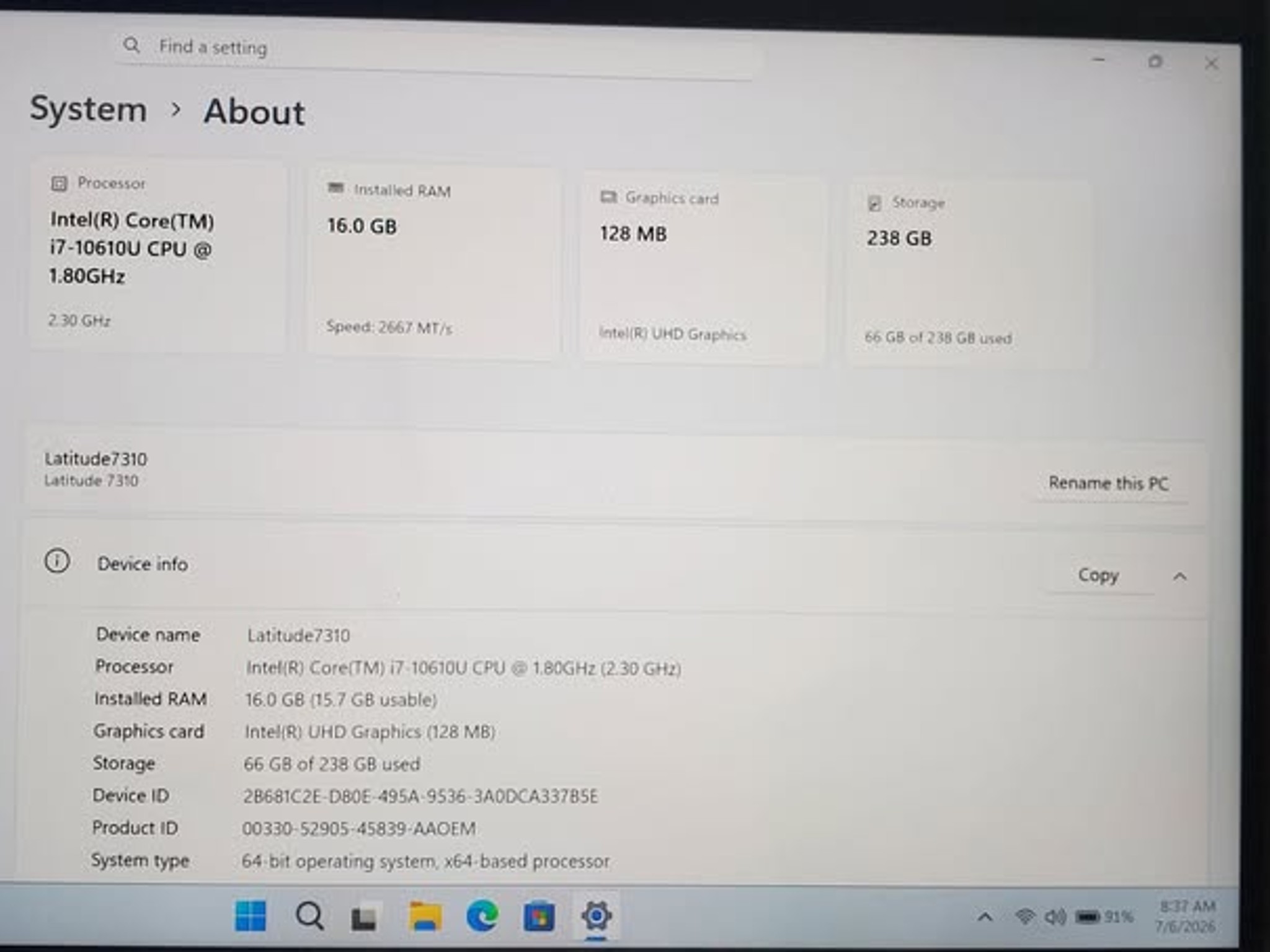 Dell Latitude 7310 2n1 touchscreen Laptop