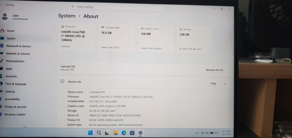 Dell Latitude 7310 2n1 touchscreen Laptop
