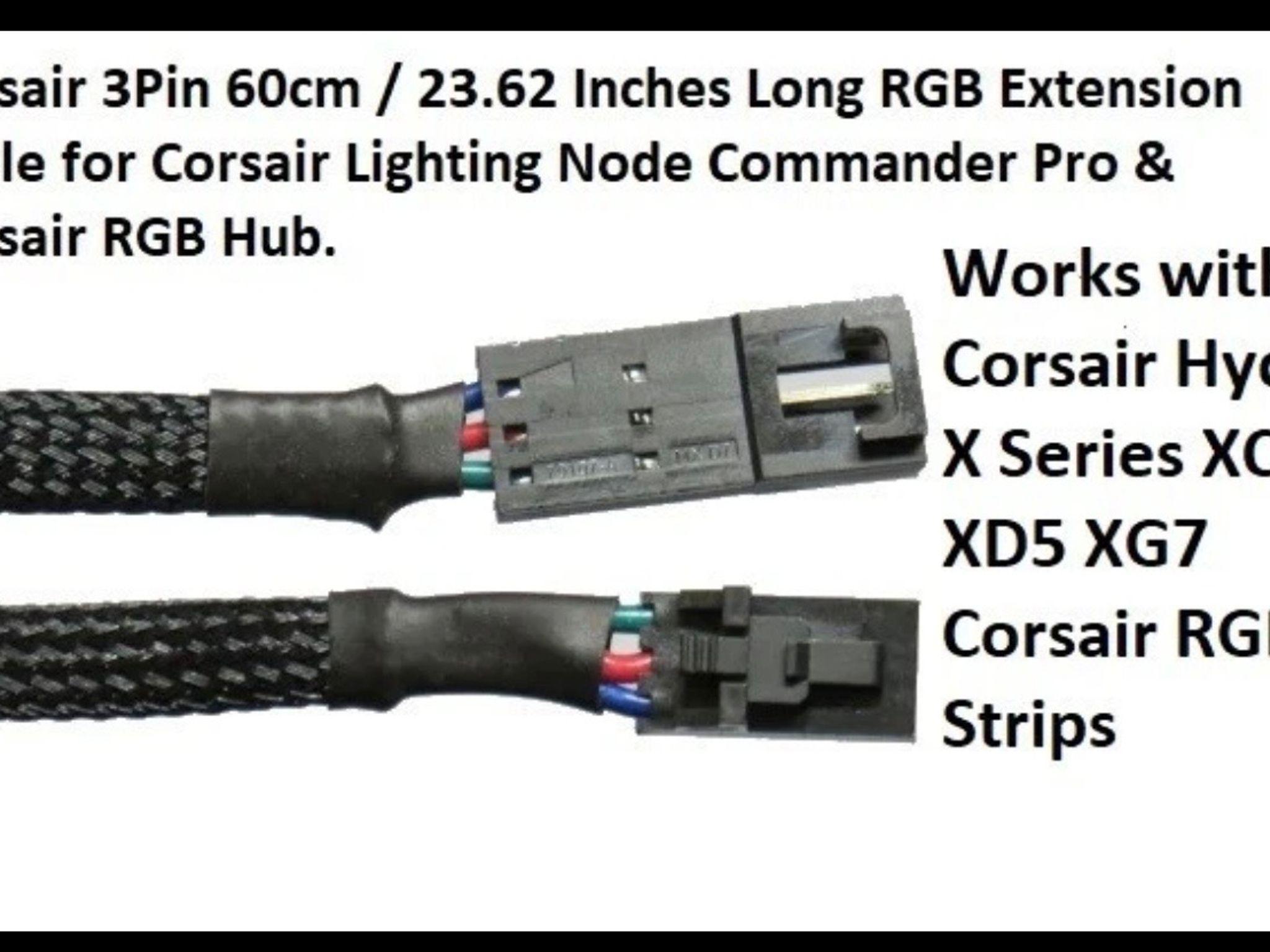Corsair 3 Pin RGB Extension Cable 23” Inch ( SHIP TODAY )