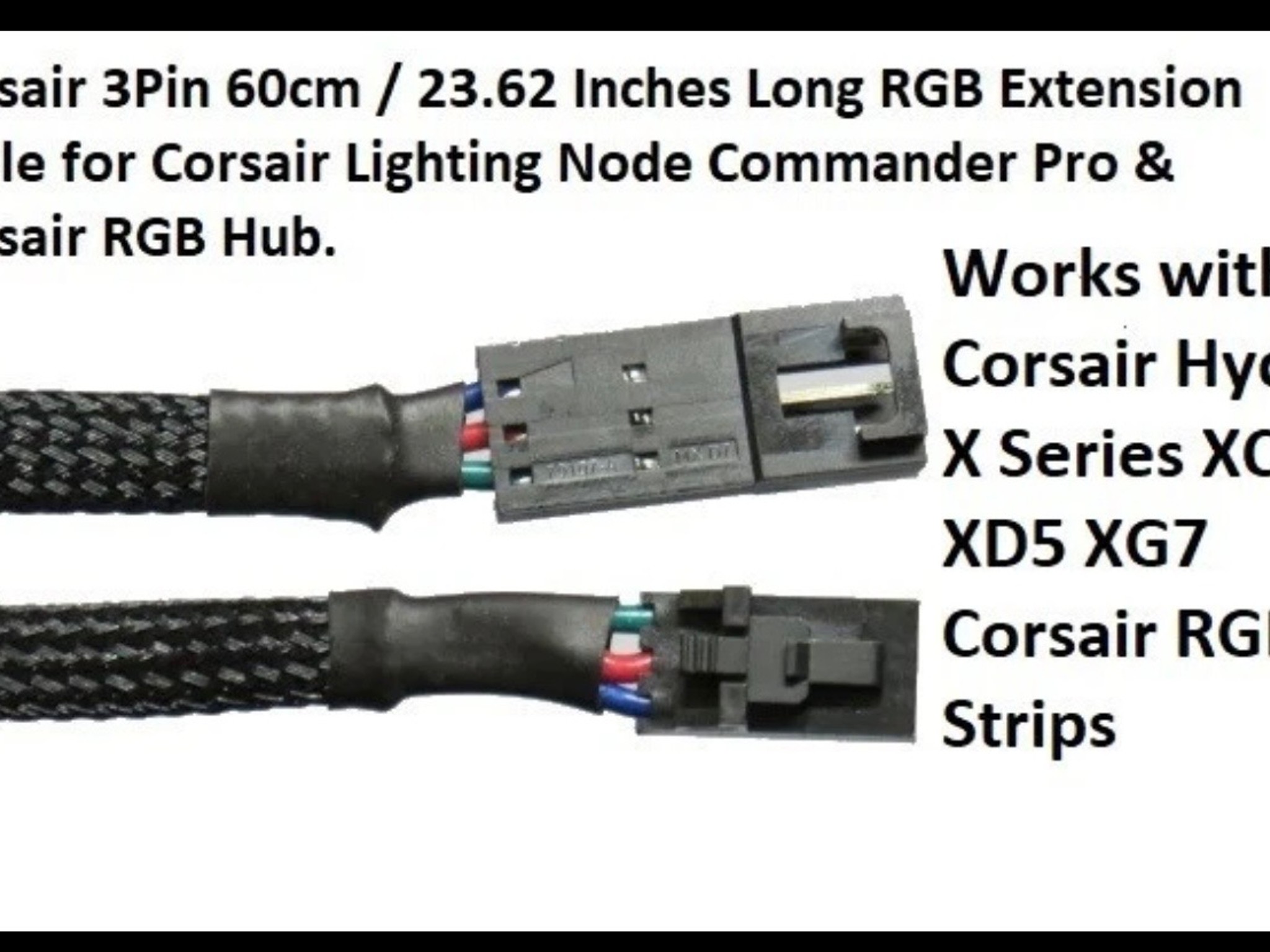 Corsair 3 Pin RGB Extension Cable 23” Inch ( SHIP TODAY )