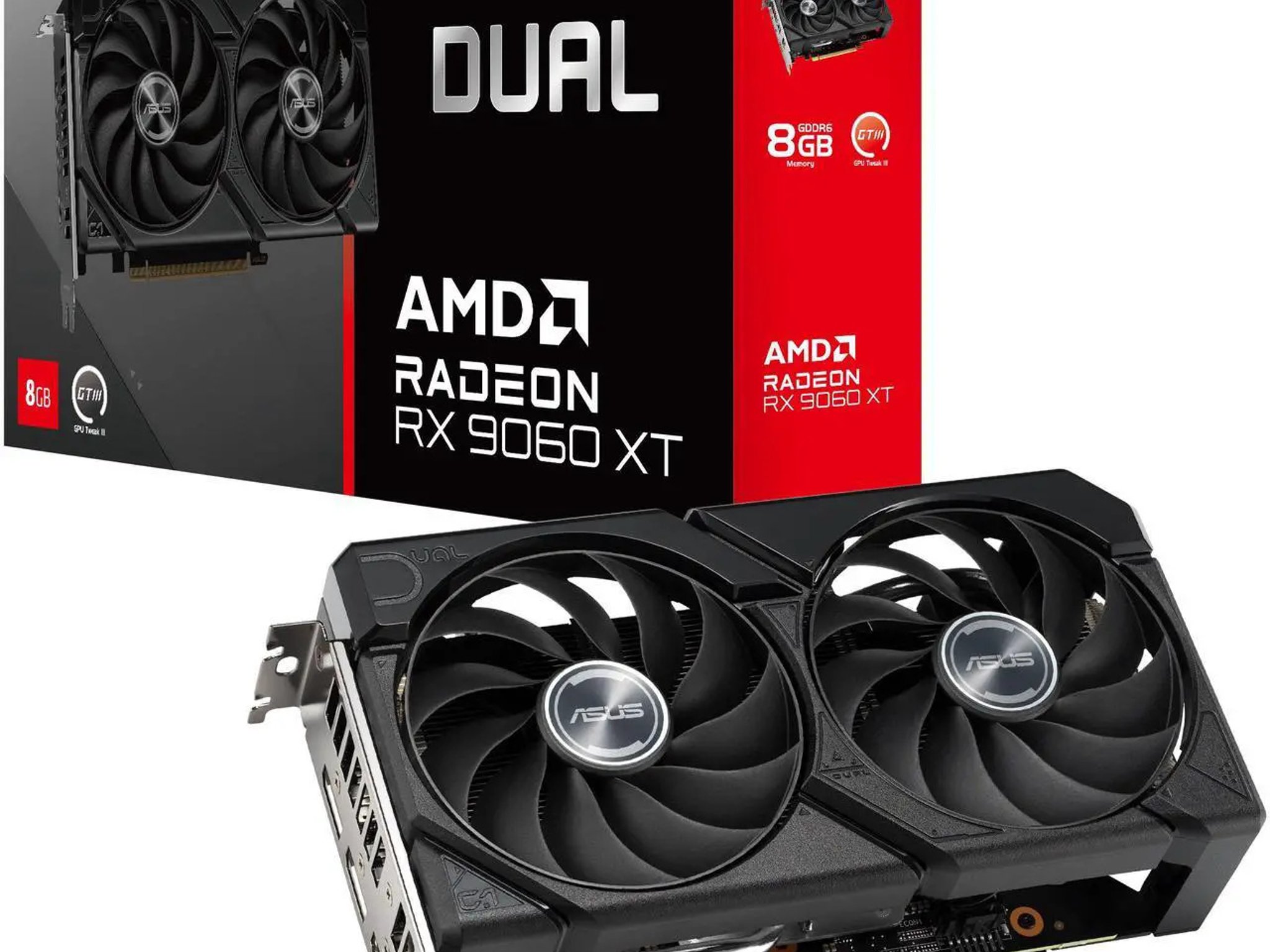 ASUS Dual Radeon RX 9060 XT 8GB 128-Bit GDDR6 PCI Express 5.0 Graphics Card DUAL-RX9060XT-8G