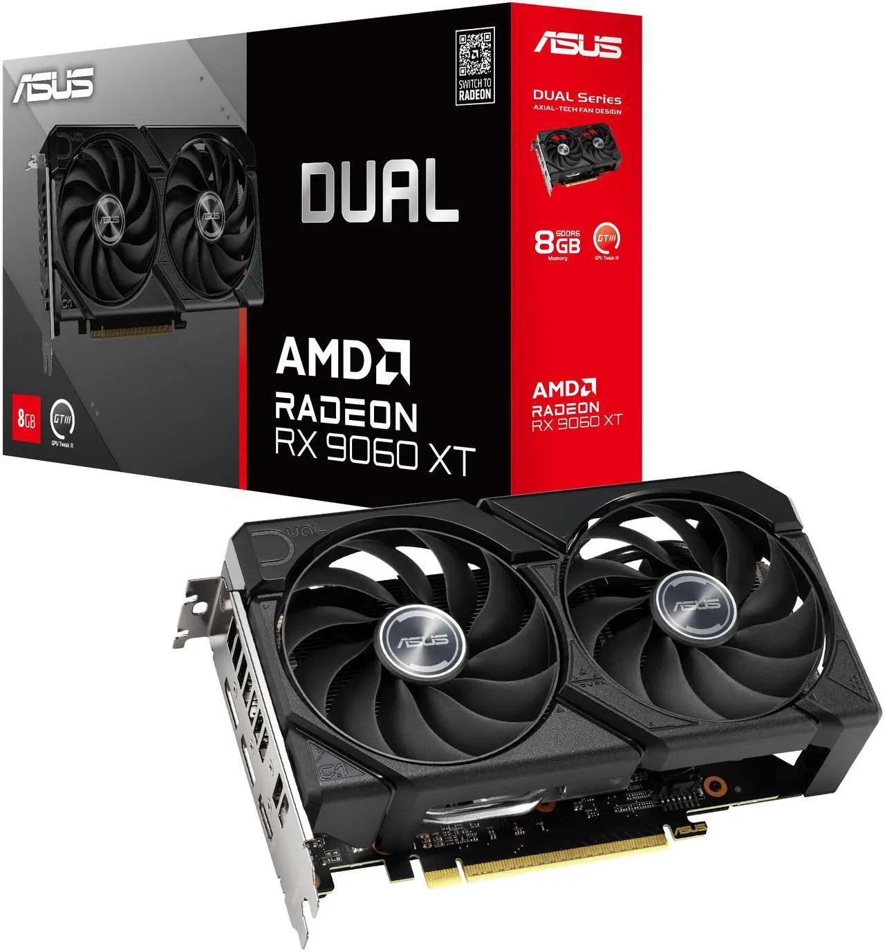 ASUS Dual Radeon RX 9060 XT 8GB 128-Bit GDDR6 PCI Express 5.0 Graphics Card DUAL-RX9060XT-8G