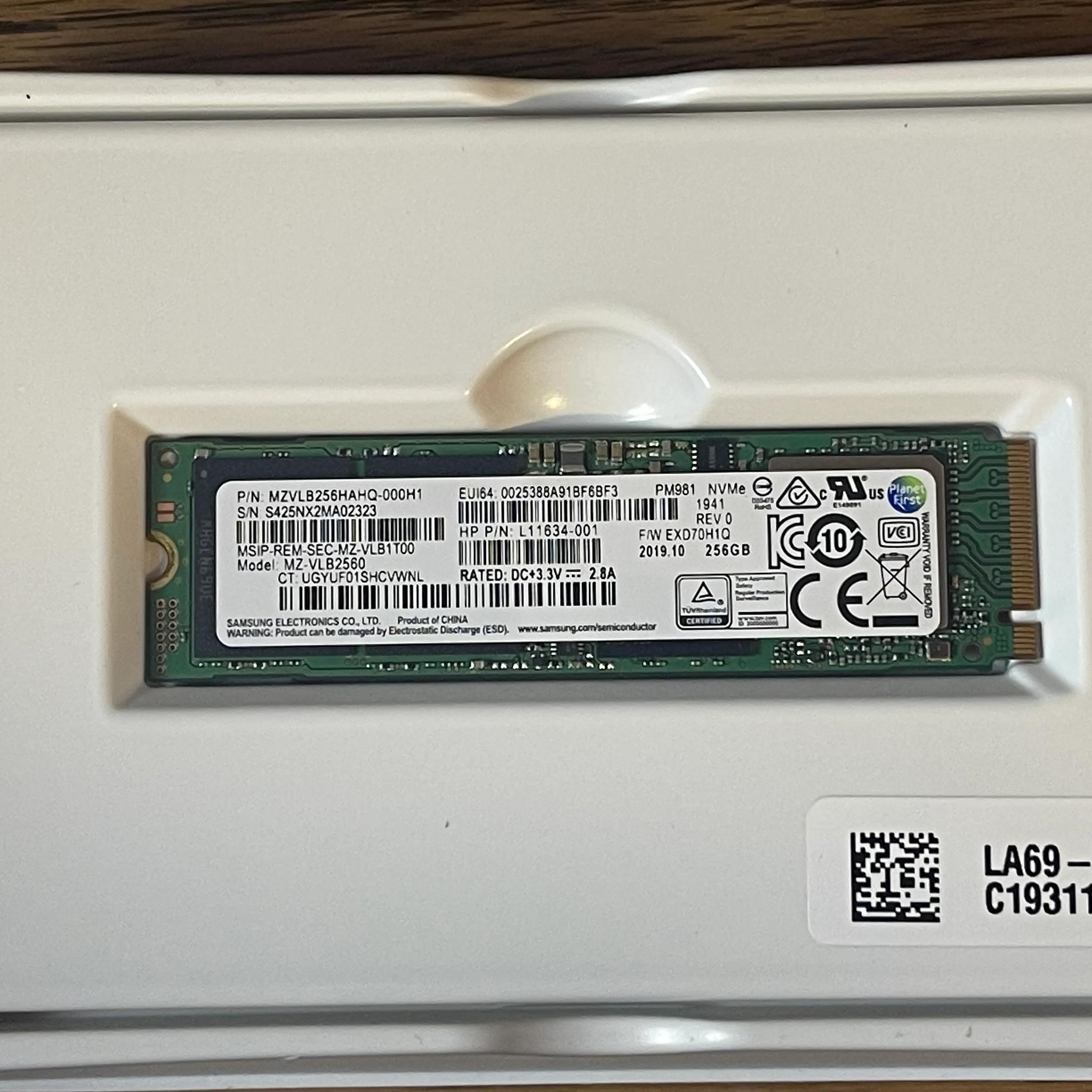 Used, Samsung PM981 256GB NVMe M.2 SSD