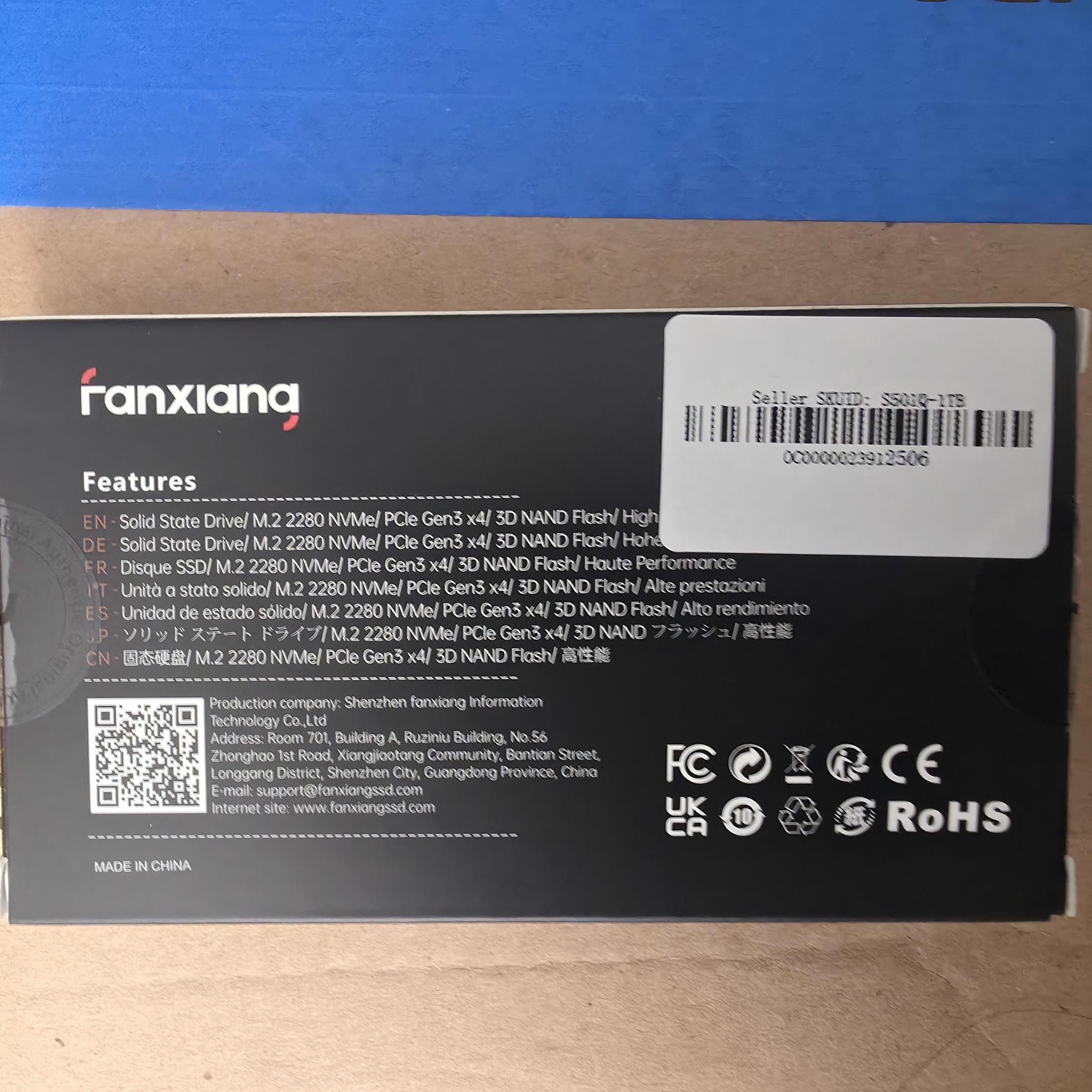 Fanxiang S501Q 1TB M.2 NVMe SSD (PCIe Gen3 x4)