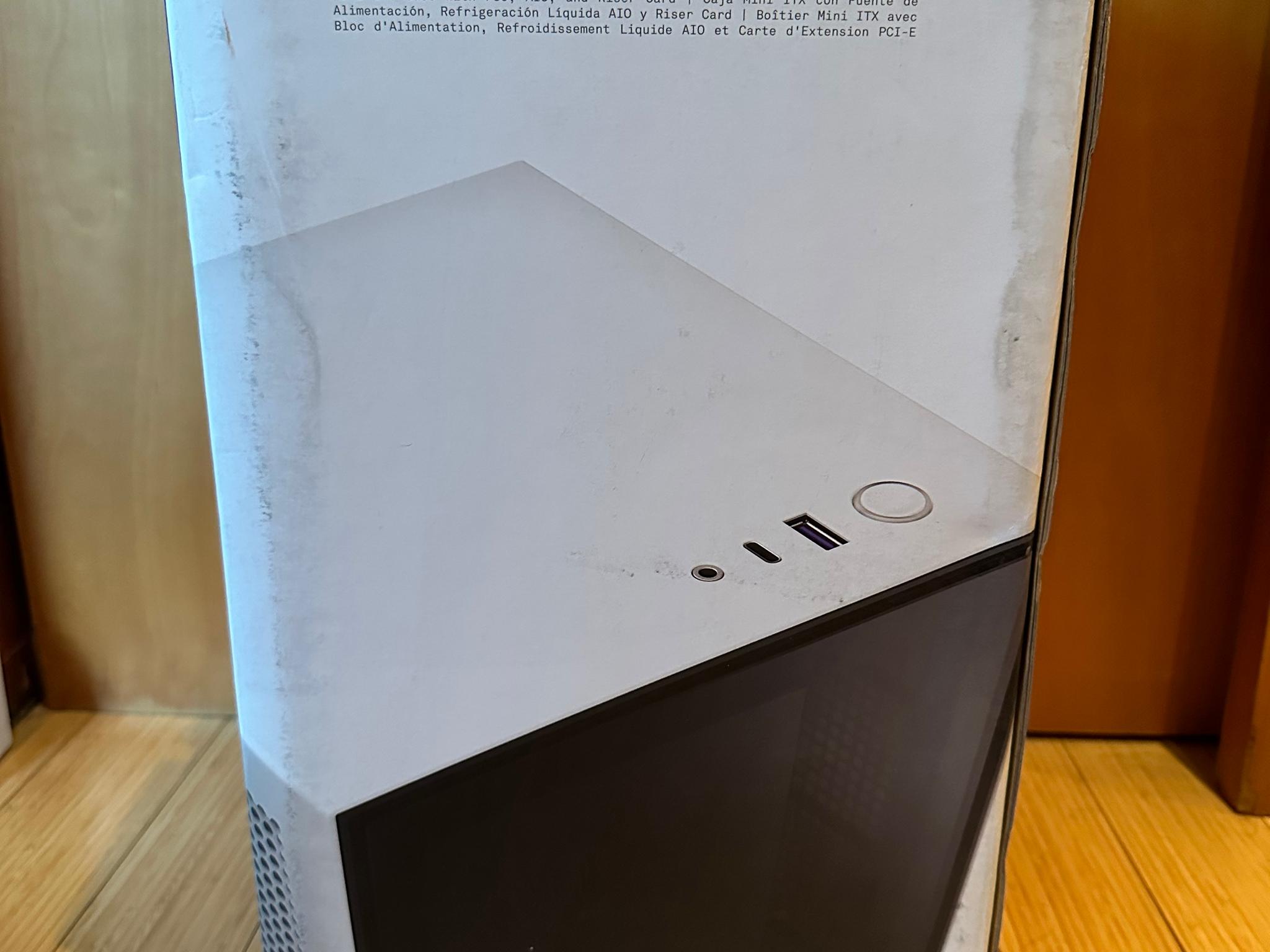 White NZXT H1 Mini ITX Case with PSU, AIO, and Riser Card (Lightly Used, In Box, Riser NOT upgraded)